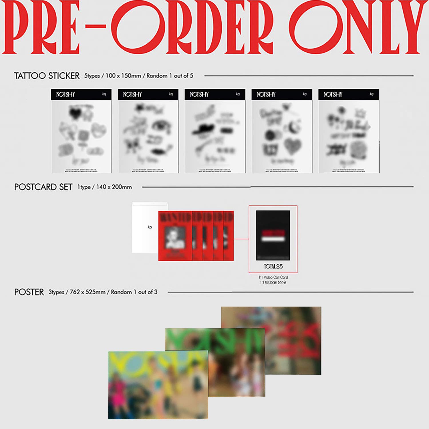 ITZY NOT SHY Album [Version A] - CD, Photobook, Photocards, Lyric Book, Tattoo Stickers & Poster Set | K-Pop Music Collectible | Perfect for Fans, Gift Giving & Display