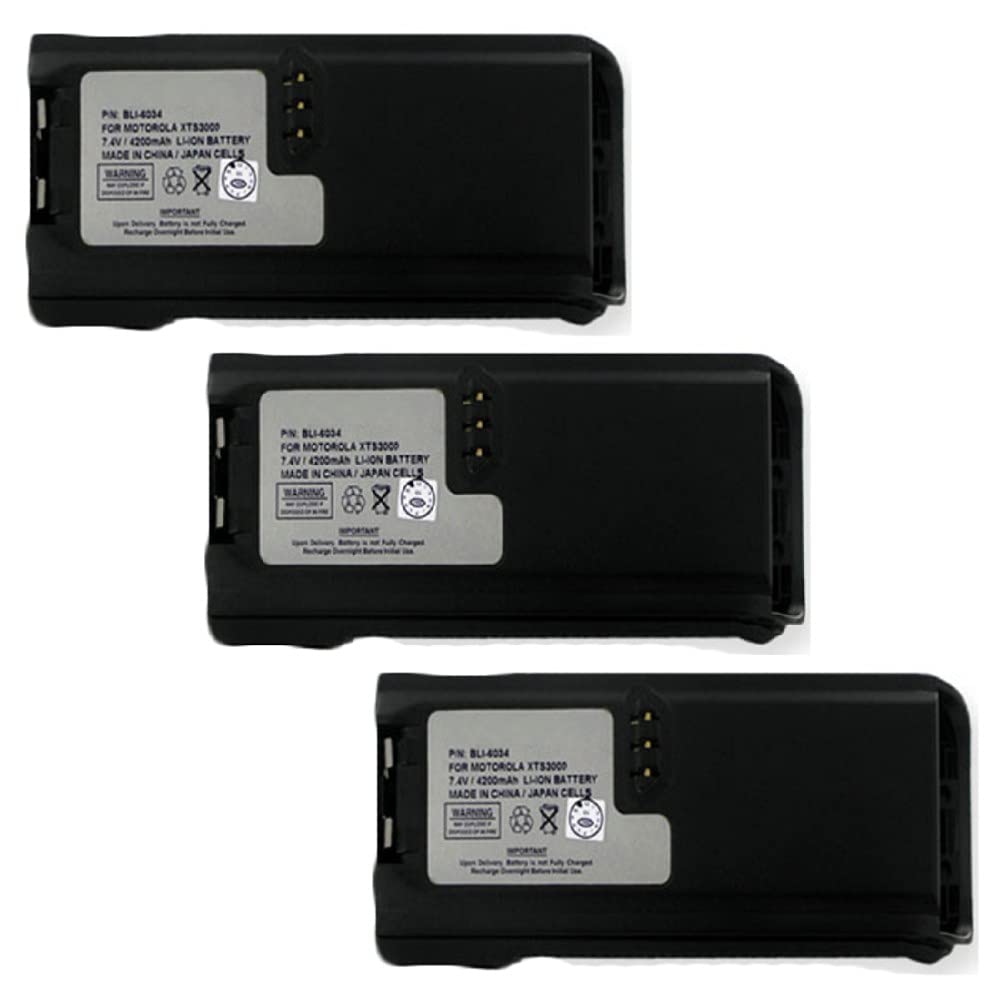 Synergy Digital 2-Way Radio Li-ion Battery Pack - 7.4V 4200mAh Replacement for Motorola XTS3500R & NNTN6034A - 3-Pack Combo for Long-Lasting Communication - Ideal for Security, Construction & Emergency Response Teams