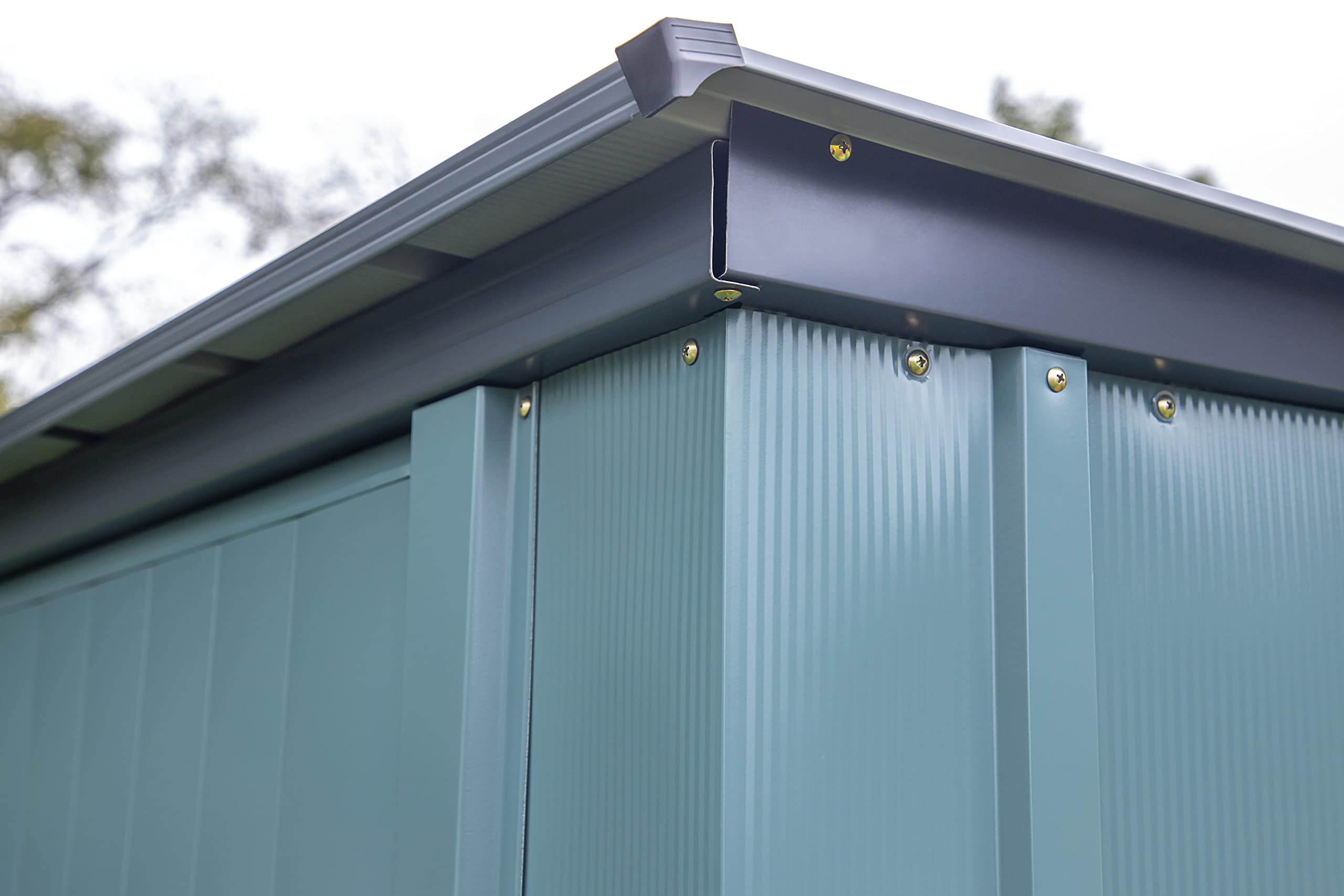 Spacemaker 4' x 3' Compact Outdoor Metal Storage Shed Kit - Weather-Resistant Backyard, Patio & Garden Organizer (Juniper Berry) | Perfect for Storing Lawn Tools, Pool Supplies & Outdoor Equipment