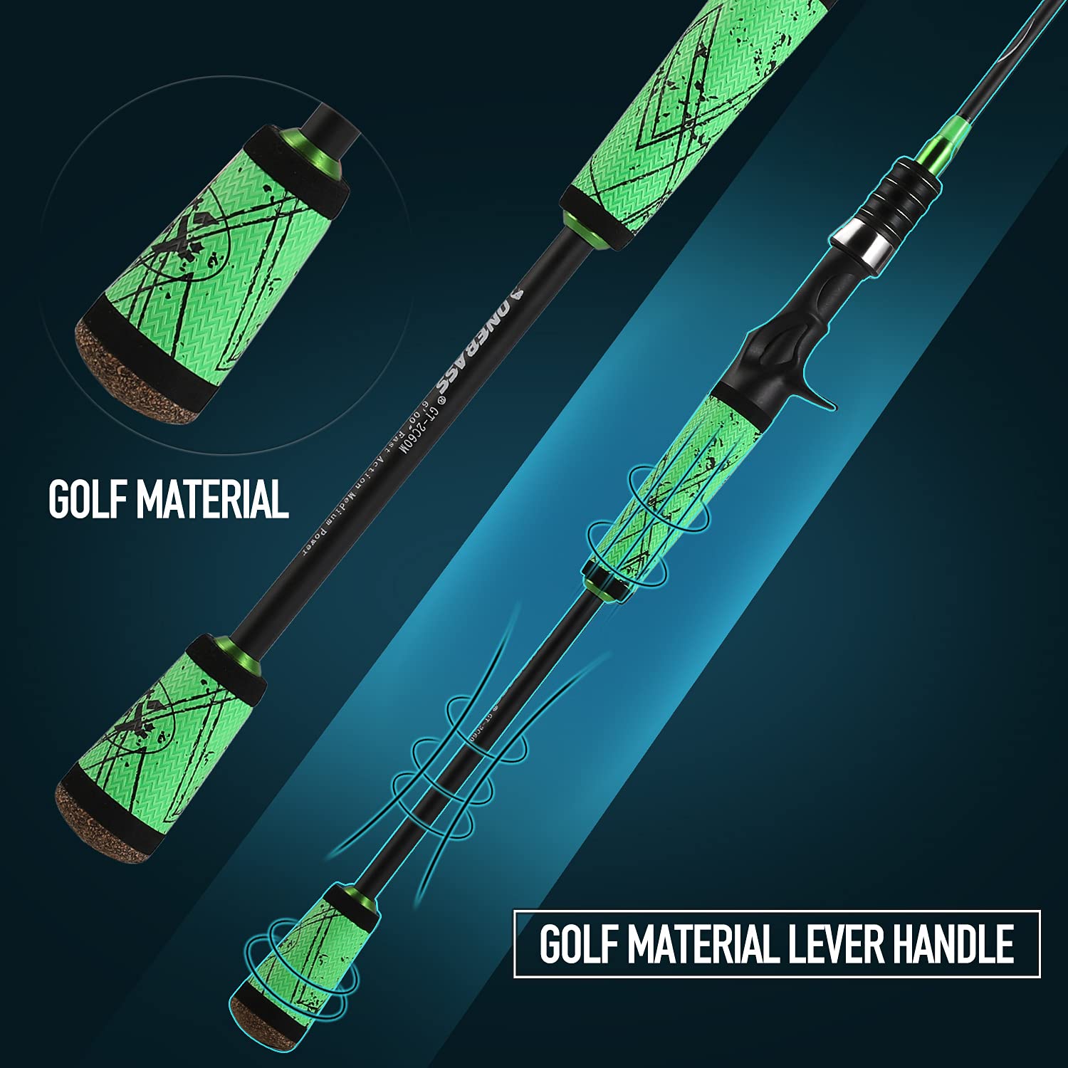 24-Ton Carbon Fiber Bass Fishing Rod - 2-Piece Casting & Spinning Rod with SuperPolymer Handle | Freshwater & Saltwater Fishing for Bass, Trout, and Walleye | Ideal for Shore Fishing, Boat Angling, and Tournament Use