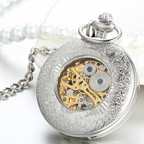 Antique Mechanical Pocket Watch - Retro Hand-Wind Steampunk Watch with Chain for Vintage Style & Gifts