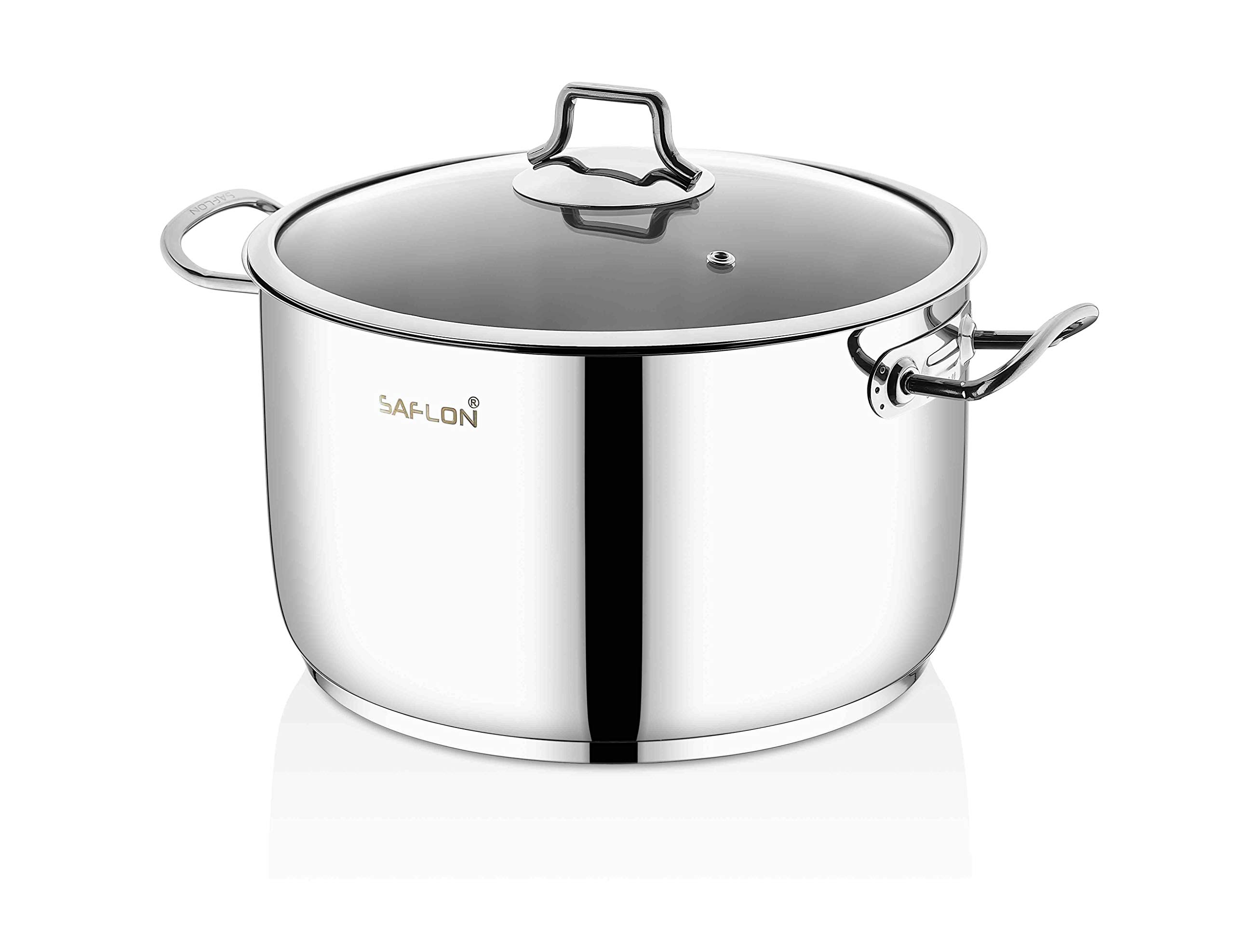 Premium 8 Quart Stainless Steel Tri-Ply Stock Pot with Glass Lid - Induction Compatible, Oven & Dishwasher Safe - Perfect for Soups, Stews, Pasta Cooking & Large Family Meals