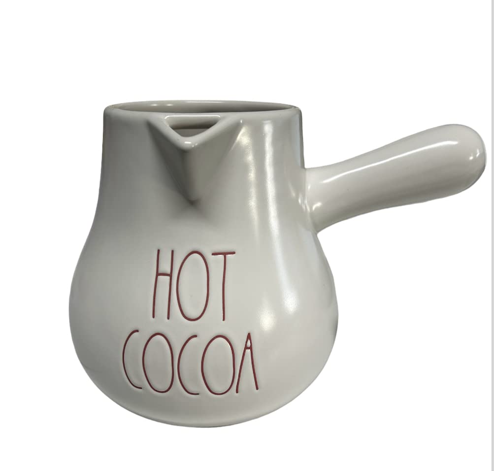 Rae Dunn by Magenta Limited Edition Hot Cocoa Ceramic Serving Pot with Red Handle & Letters - Perfect for Holiday Gifts, Christmas Decor & Hot Chocolate Lovers