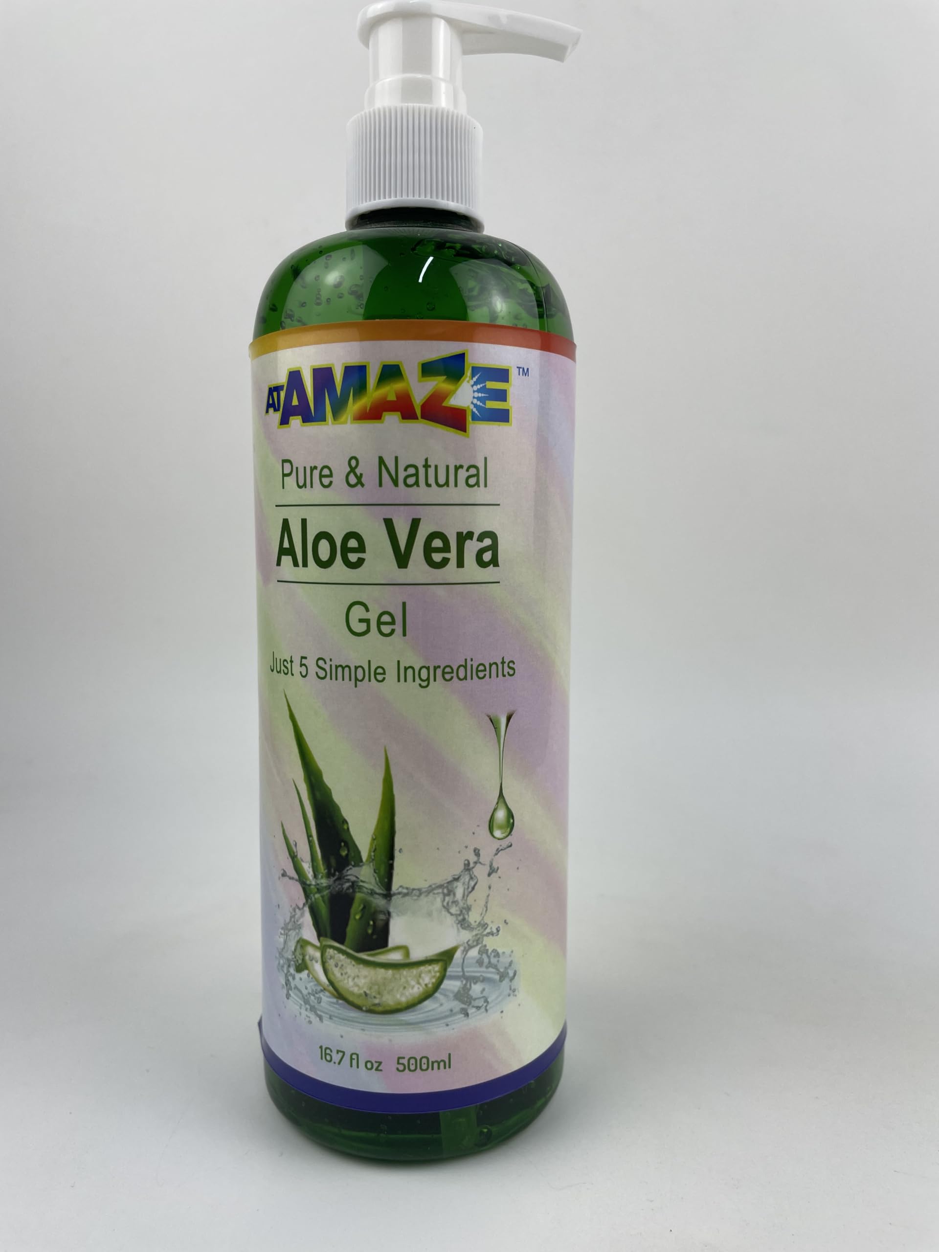 **Pure Aloe Vera Gel 16.7oz (500ml) – 100% Natural Hair & Skin Moisturizer – Soothing, Hydrating & Sun Protection – 5 Simple Ingredients – No Water Added – Perfect for Sunburn Relief, Dry Skin & Hair Care**
