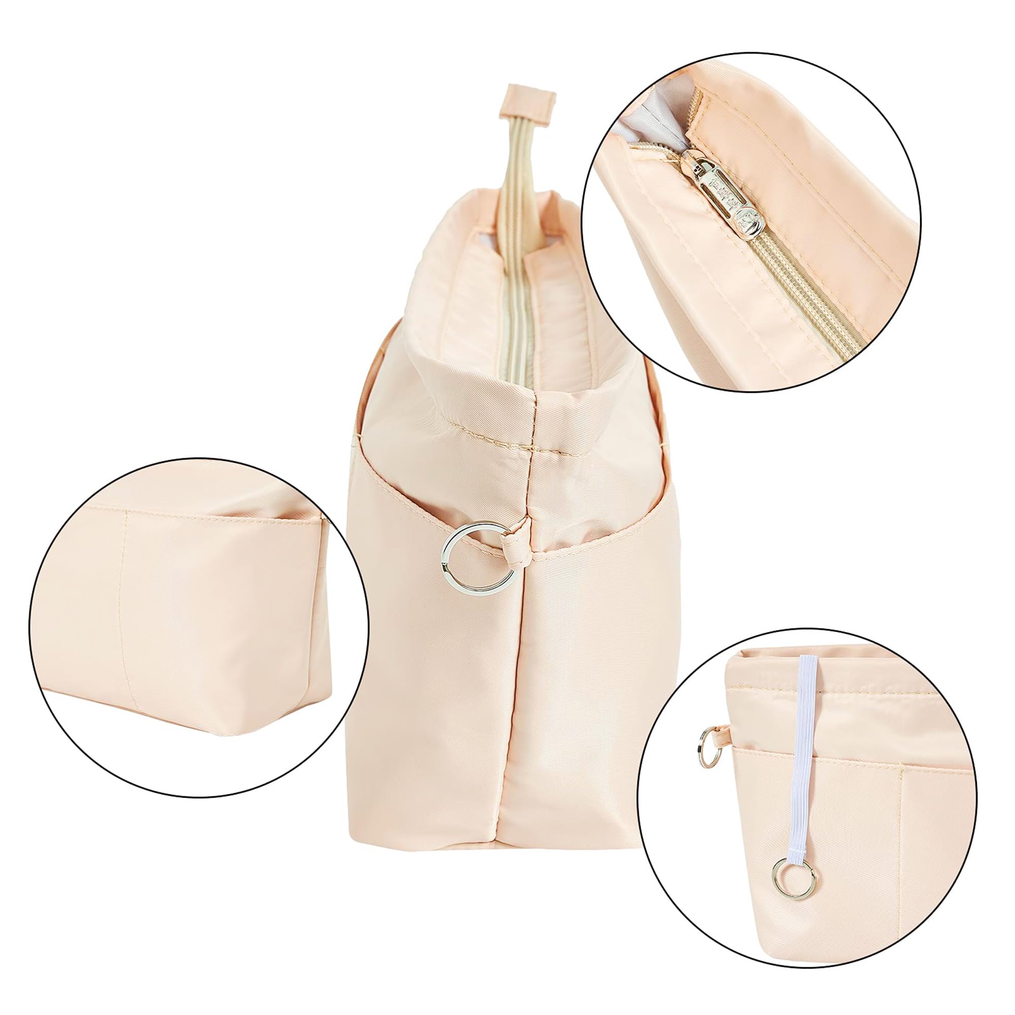 Vercord Premium Nylon Handbag Organizer Insert - 13 Zippered Pockets, 5 Size Options for Tote Bags | Perfect for Travel, Work & Daily Organization