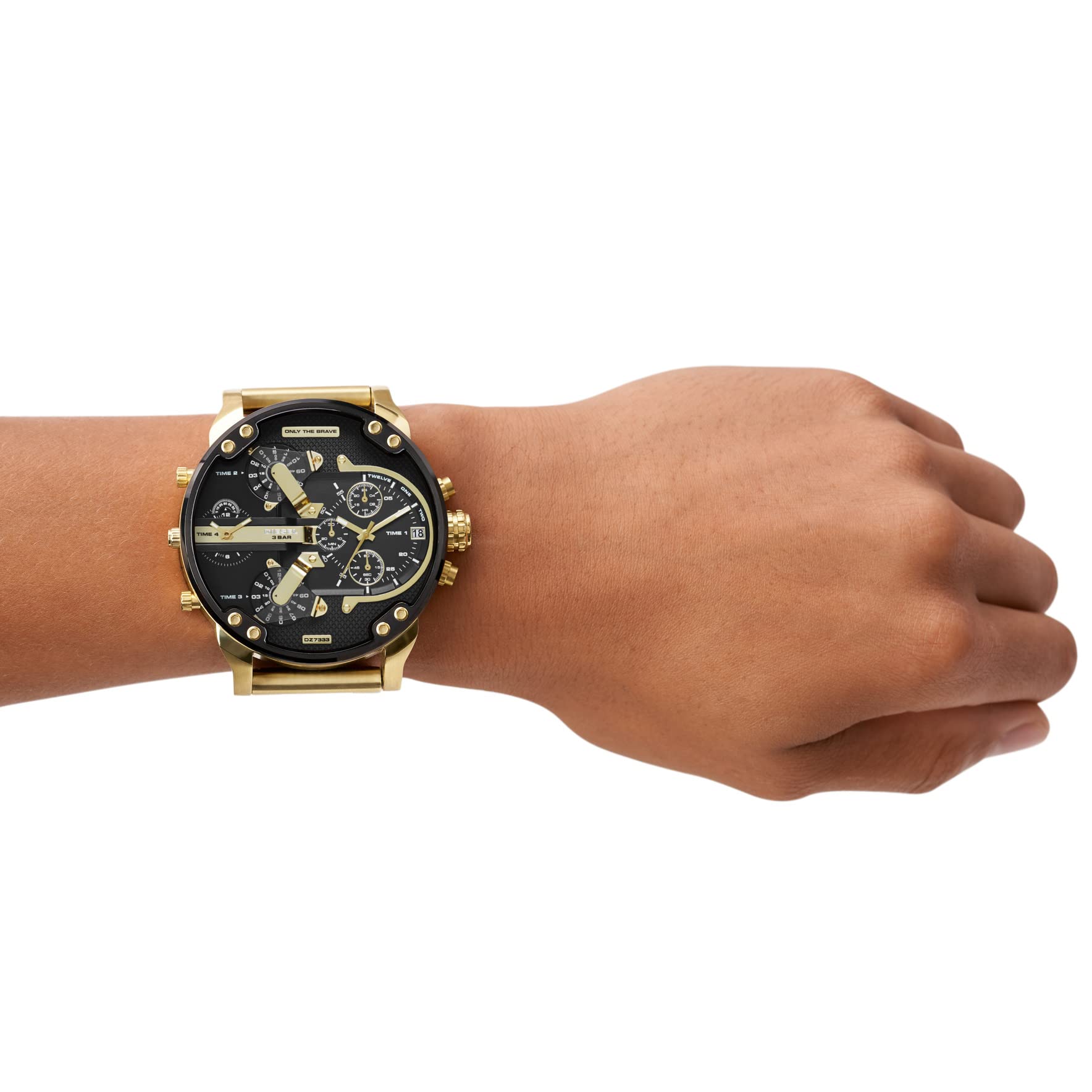 Diesel Mr. Daddy 2.0 Men's Chronograph Watch - Stainless Steel Case, Black & Gold Color (Model DZ7333) | Perfect for Business, Casual Wear & Special Occasions
