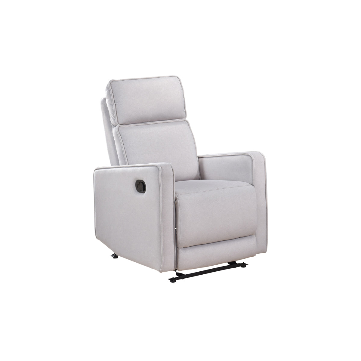 Beige Chenille Glider Recliner with Tab Pull Latch - Comfortable Swivel Rocking Chair for Nursery, Living Room & Bedroom