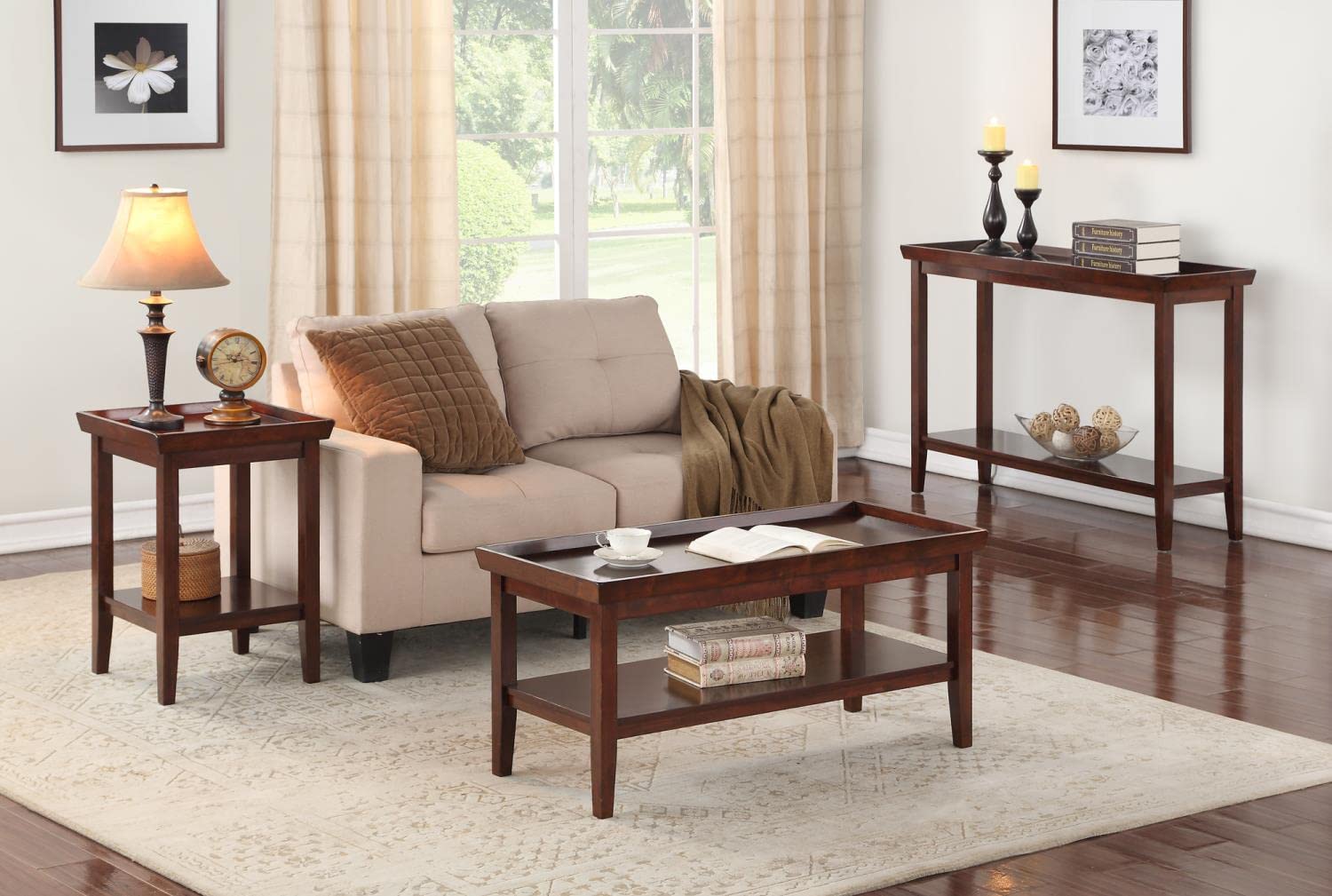Convenience Concepts Ledgewood Console Table with Shelf - Espresso Finish Entryway Sofa Table for Hallway, Living Room & Bedroom Decor