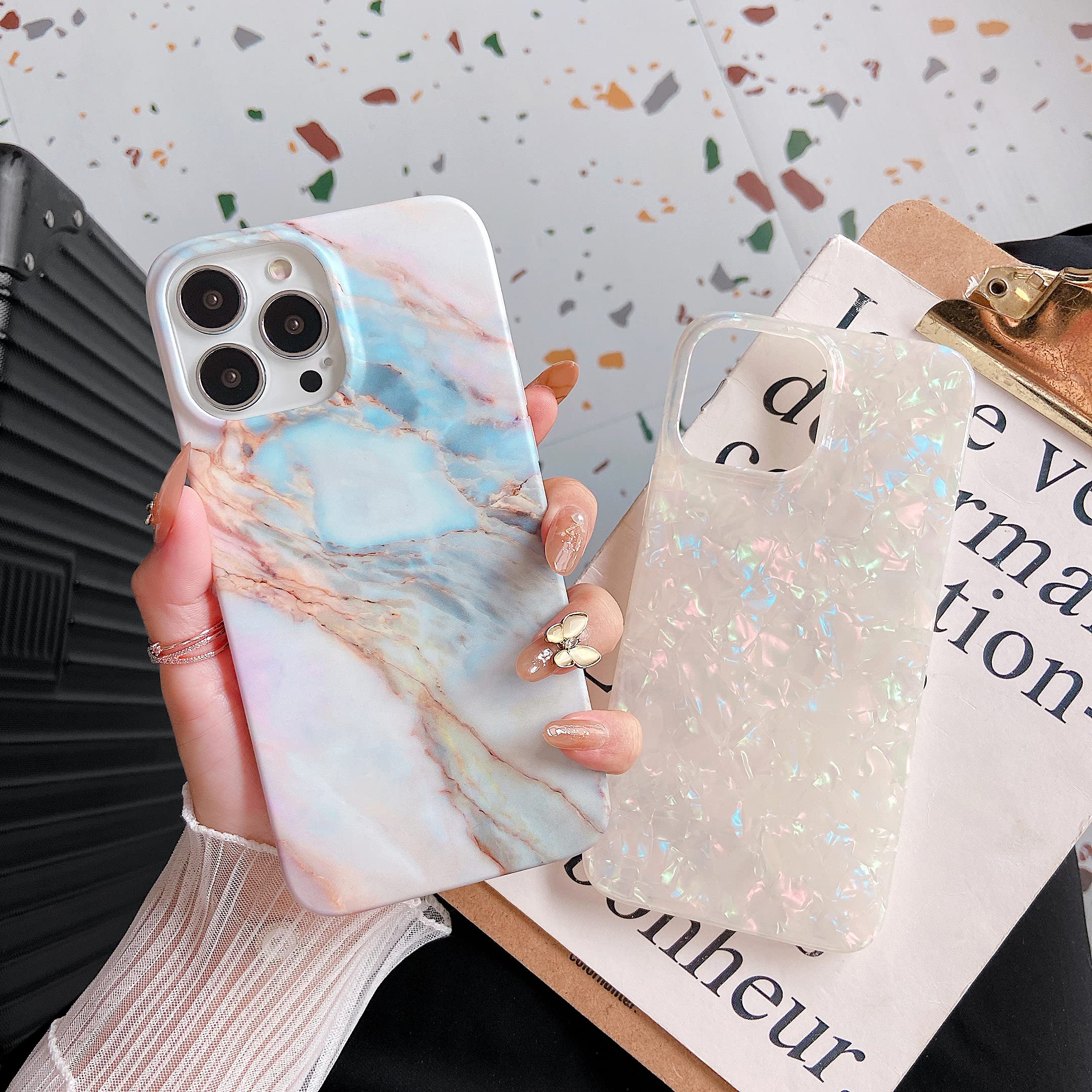 Cute Pink Marble Slim Soft Silicone Gel Case for iPhone 13 Pro Max (6.7 Inch) - Girly Protective Phone Cover for Women & Girls | Perfect for Everyday Use, Work, and Travel