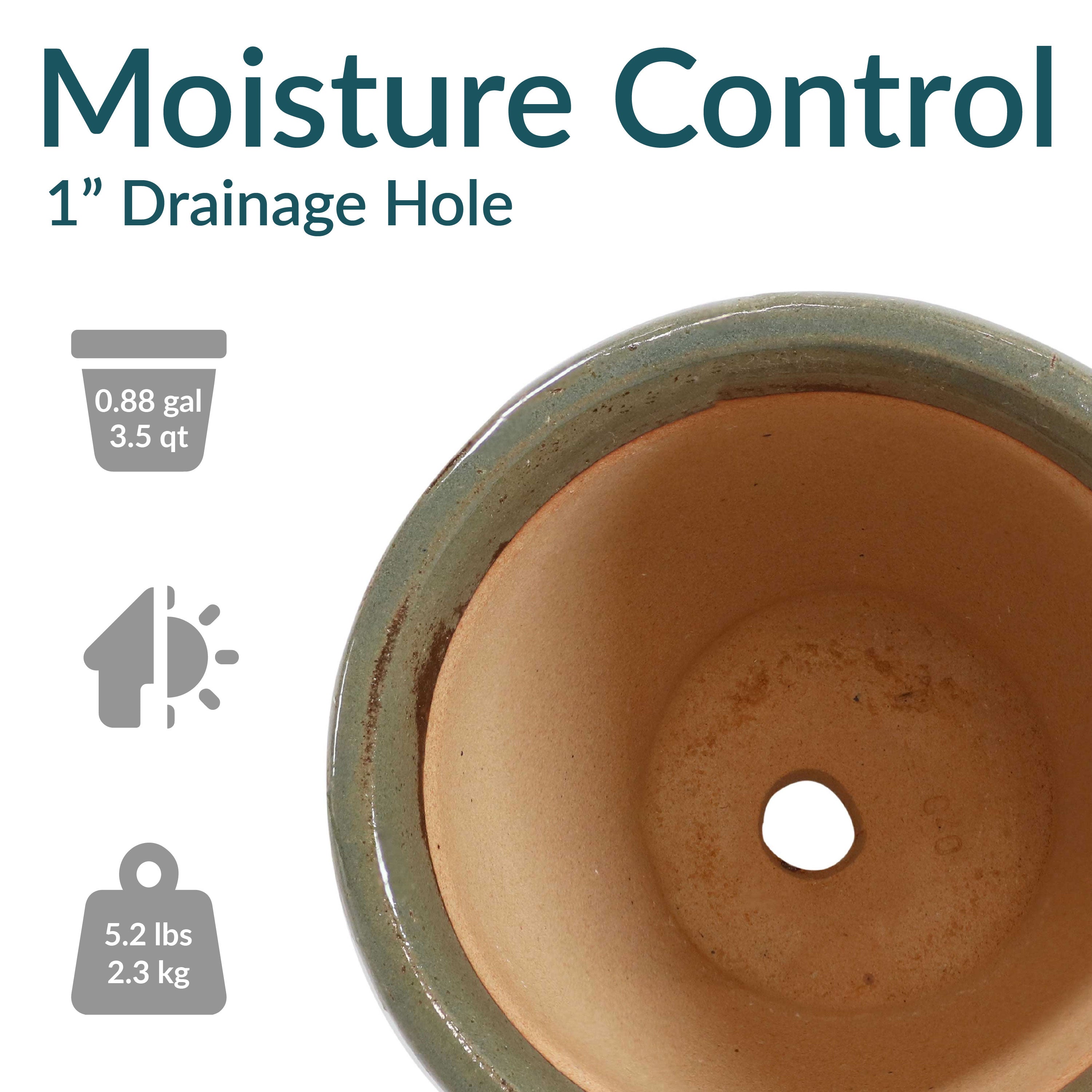Premium Glazed Ceramic Plant Pots with Drainage Holes - Set of 2 Indoor/Outdoor Flower Planters for Home Decor, Garden & Patio