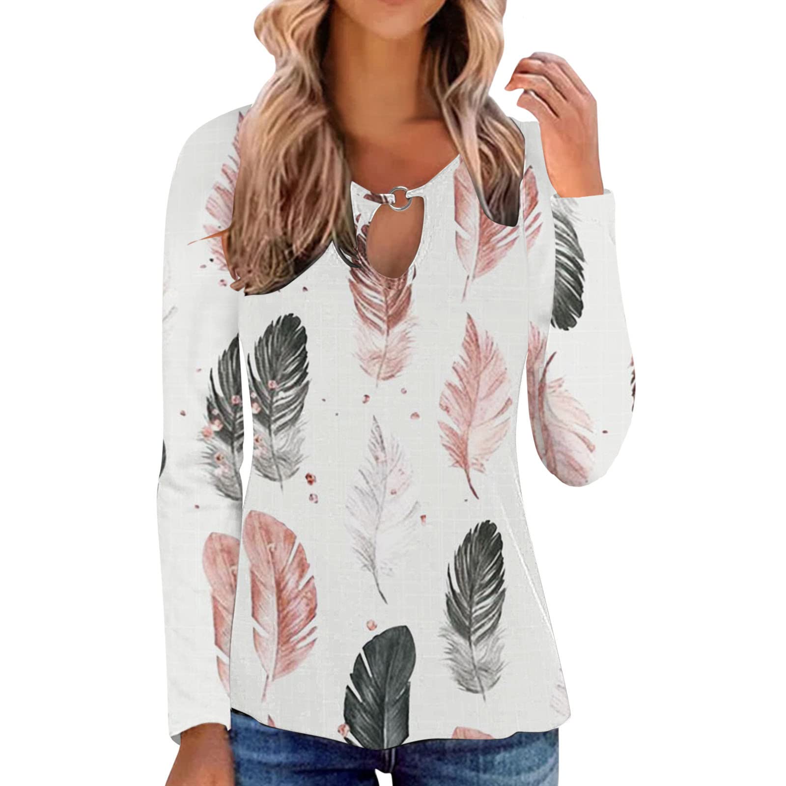 Women's Casual Long Sleeve V-Neck Tunic Tops for Fall & Spring | Comfortable Blouse for Everyday Wear, Office & Outings