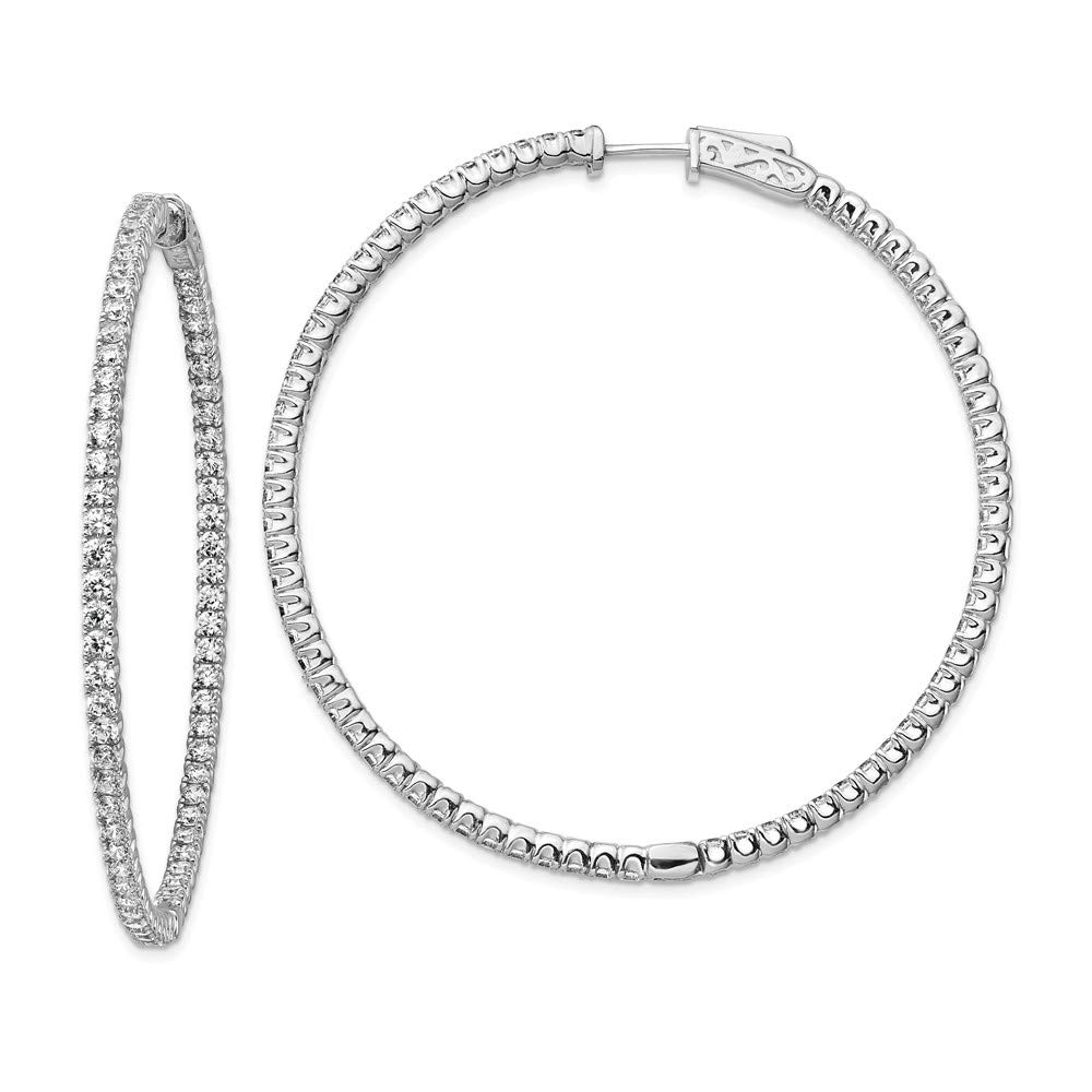 925 Sterling Silver CZ Cubic Zirconia Inside-Out Hinged Hoop Earrings for Women - 51mm x 52mm Dangle Earrings for Party, Wedding & Everyday Wear