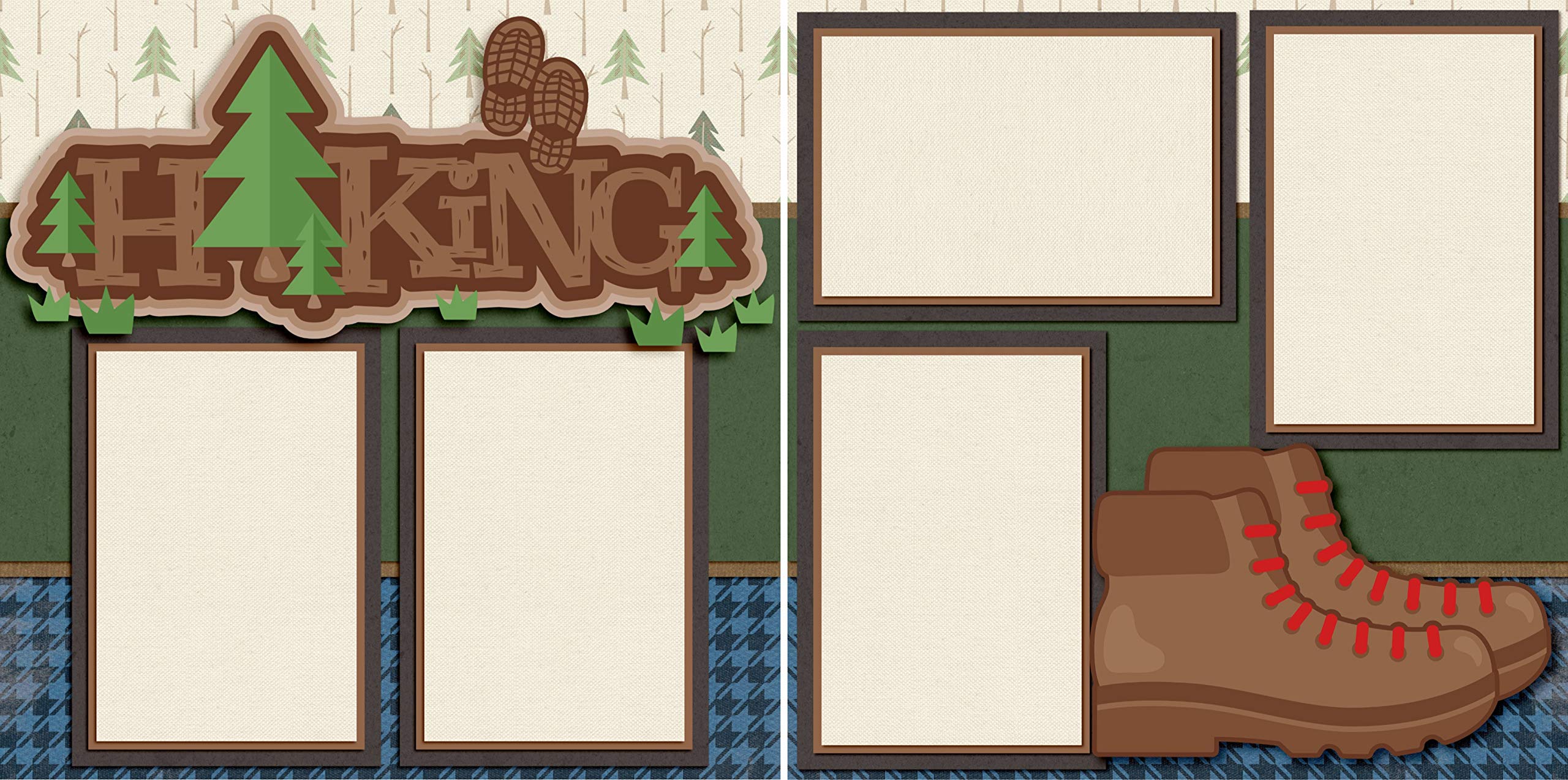Camping Trip Scrapbook Set - 5 Double Page Layouts for Outdoor Adventures & Memory Keeping | Perfect for Camping Photos, Travel Journals & DIY Scrapbooking
