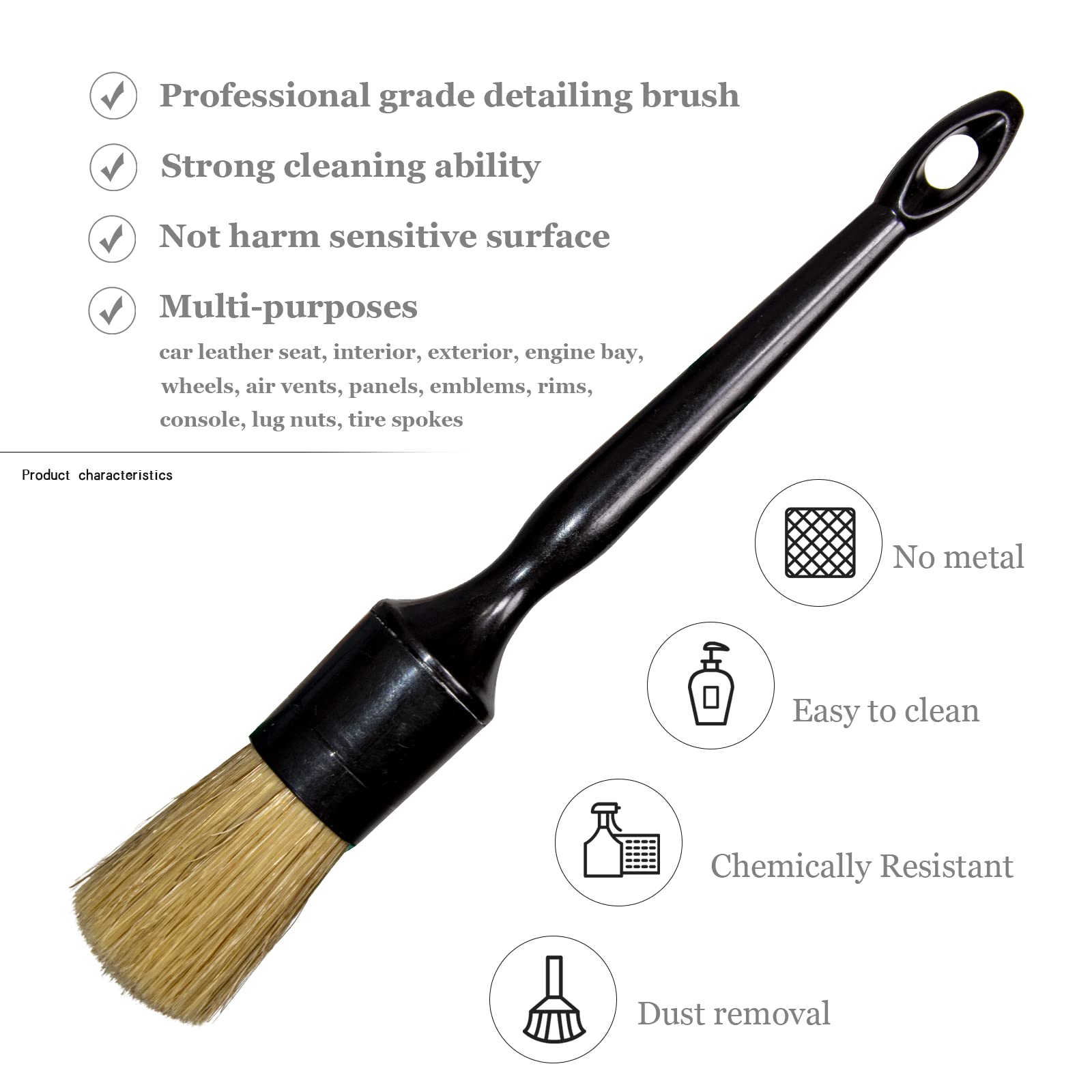 **3-Pack Car Detailing Brushes Set - Scratch-Free Wheel Rim, Interior & Exterior Cleaning Tools for Leather, Emblems, Tires & Nuts (Wet/Dry Use) - Perfect for Auto Detailing, DIY Car Wash & Professional Cleaning**