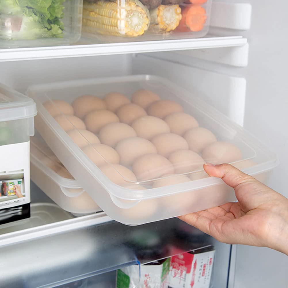 Evona 24 Grid Clear Plastic Stackable Egg Storage Container with Lid - Refrigerator Organizer for Eggs, Kitchen & Restaurant Use - Perfect for Fridge, Pantry, and Bulk Egg Storage