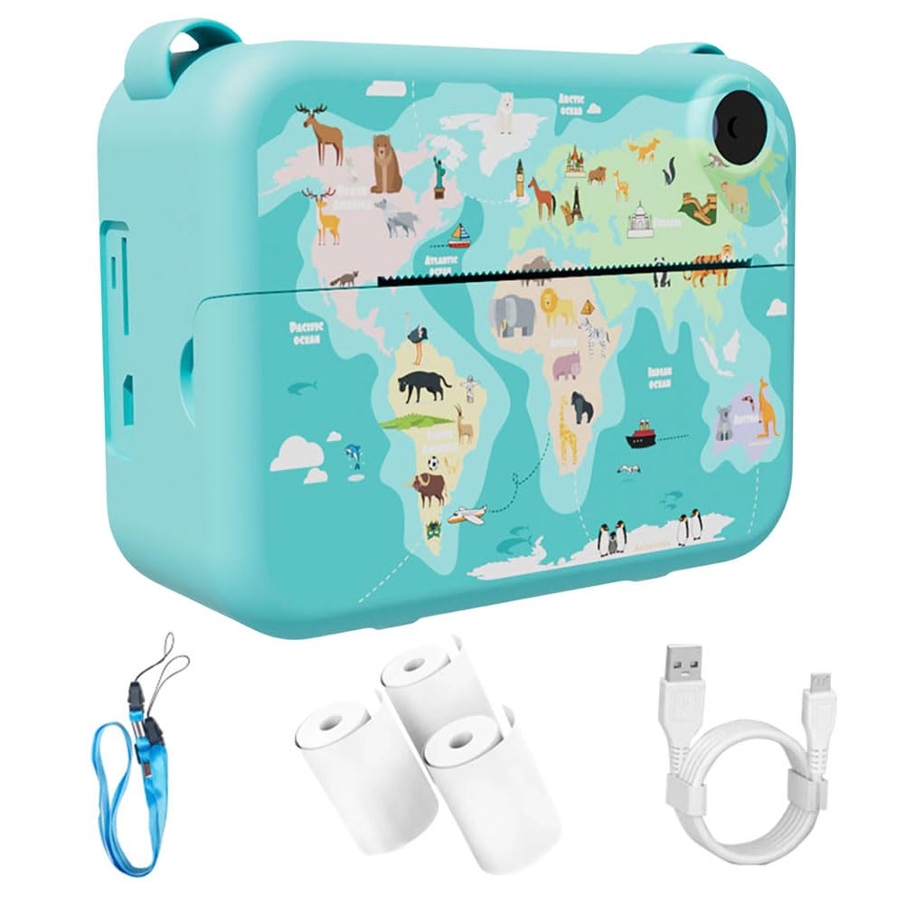 AVZYARDY Instant Print Camera for Kids - Portable Video Camera with 3 Rolls Photo Paper, Selfie Camera Toy for Toddlers, Perfect Birthday & Holiday Gift for Boys & Girls (Blue) - Great for Travel, Parties, and Family Memories