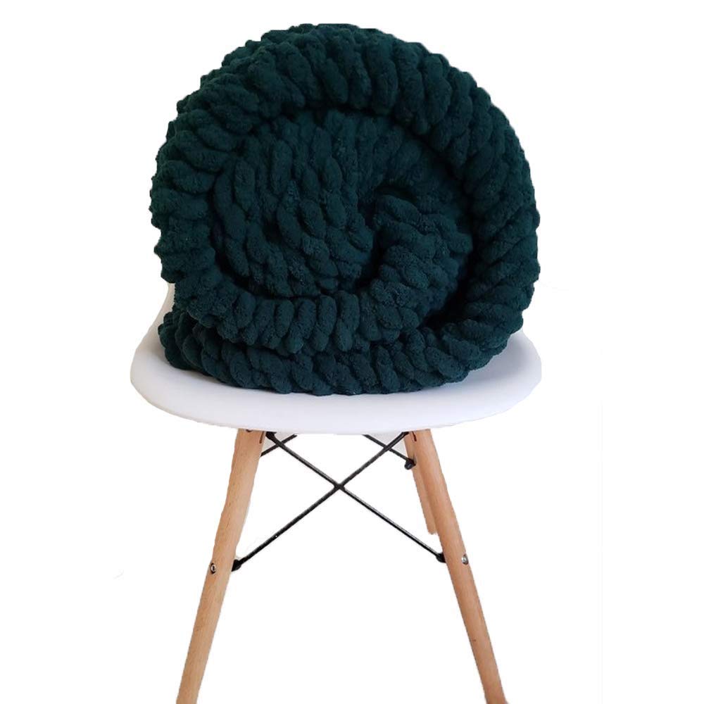 Vegan Chunky Knit Blanket - Chenille Throw Queen Size 79x79in - Super Bulky Crocheted Blanket for Cozy Home Décor | Perfect for Living Room, Bedroom & Winter Snuggling