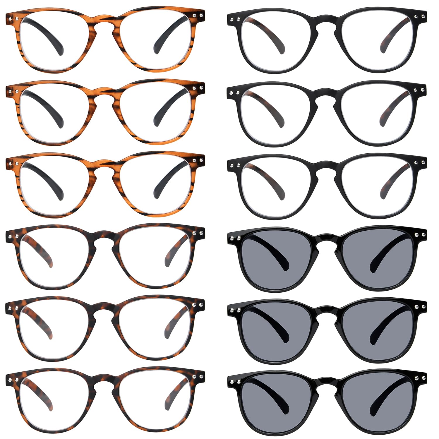 GUD 12 Pack Women's Reading Glasses - 9 Pairs Readers & 3 Pairs Reading Sunglasses - Fashionable Lightweight Magnifying Glasses for Women - Perfect for Reading, Shopping & Outdoor Activities