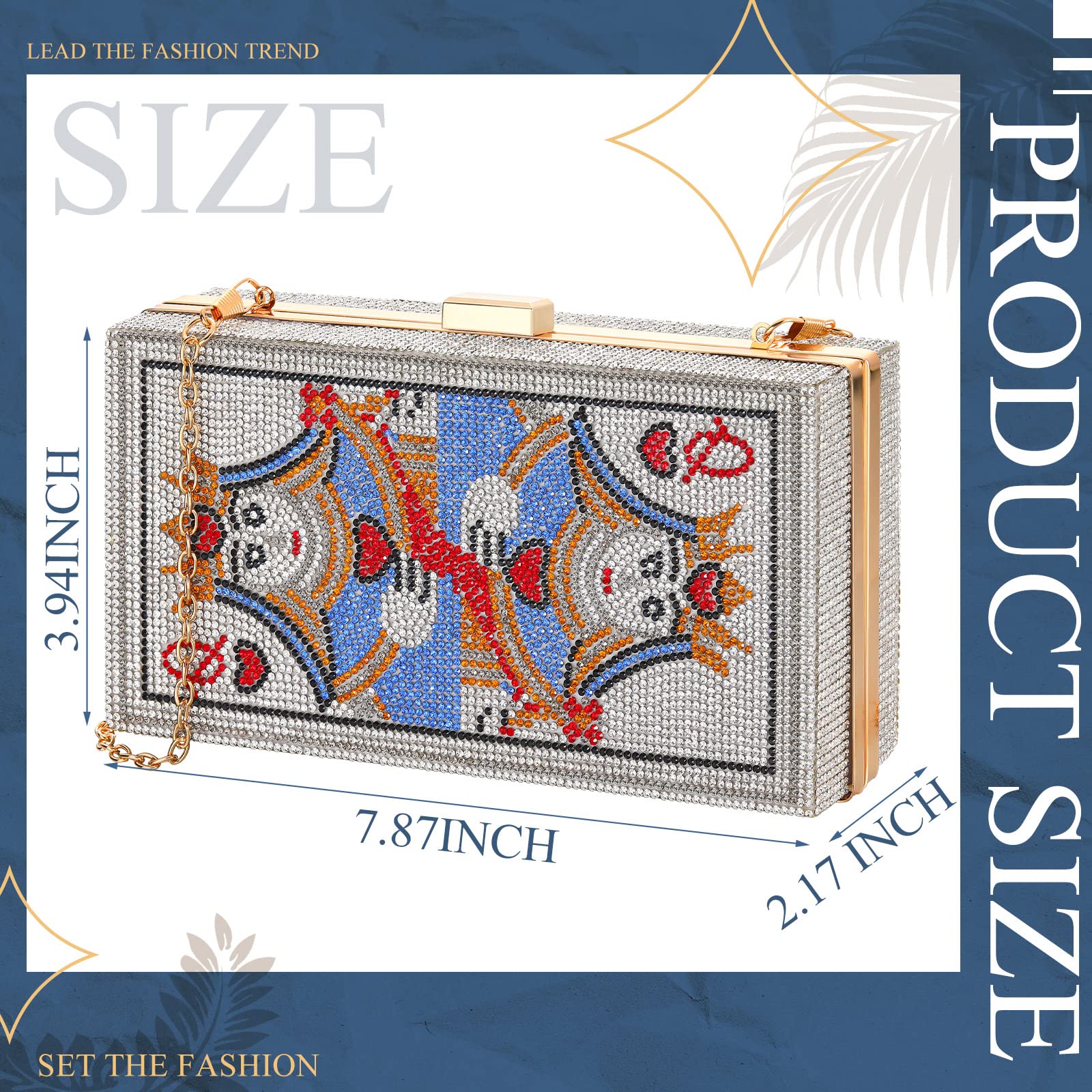 Elegant Rhinestone Casino Evening Clutch for Women - Vegas Poker Card Purse with Queen Hearts Design - Perfect for Casino Nights, Parties & Unique Gifts