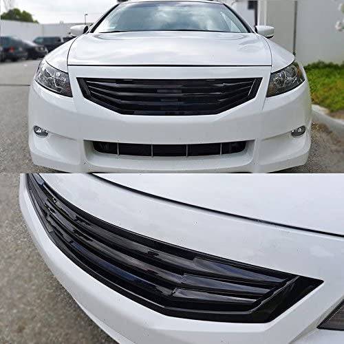 2008-2010 Honda Accord Coupe Black ABS Mugen Style Front Grille Replacement - Upgrade Your 2-Door Car Appearance for Street Racing & Car Shows