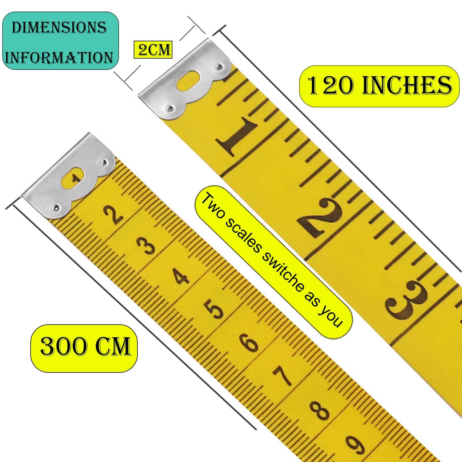 Oboteny 2 Pack 120-Inch Soft Body Measuring Tape - Dual Scale Sewing & Weight Loss Measurement, Flexible Tailor Tape Measure for Body, Craft, Clothes (White & Yellow) | Perfect for Fitness Tracking, Sewing Projects & DIY Tailoring