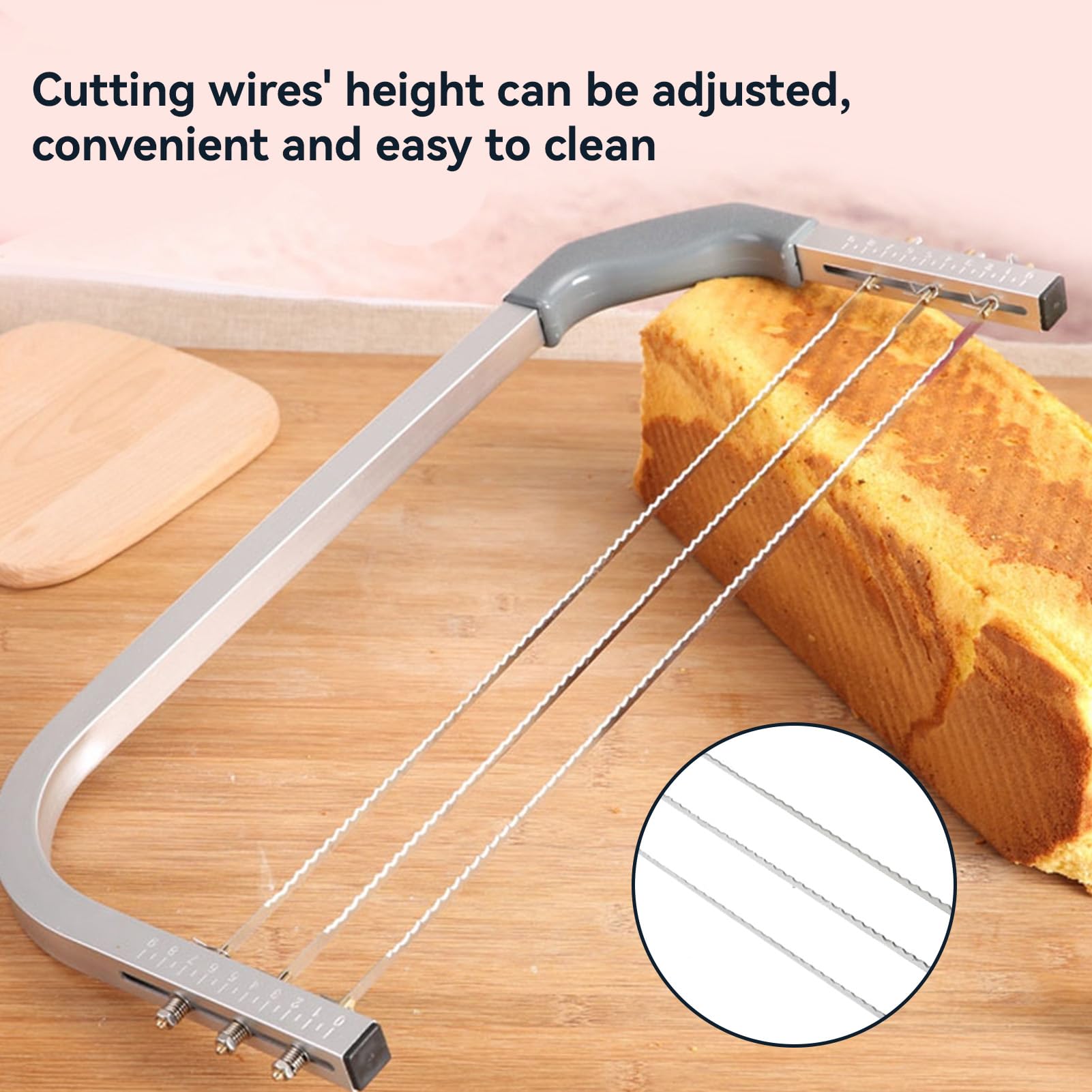 Professional Adjustable Cake Leveler with 3 Stainless Steel Blades - Perfect Layer Cake Slicer & Bread Loaf Cutter - Essential Baking Accessories for Home Bakers & Cake Decorators (Ideal for Wedding Cakes, Birthday Cakes & Pastry Making)