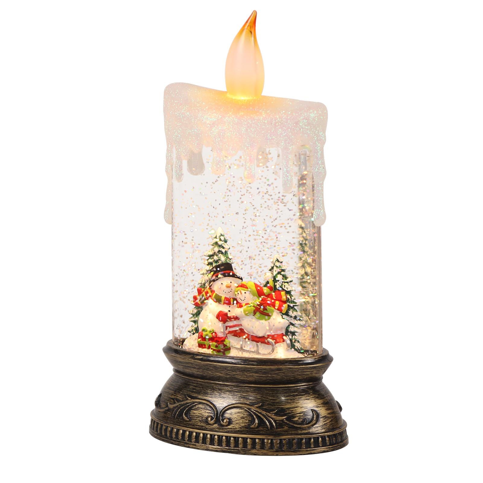 Eldnacele Musical Snow Globe Lantern with Timer - Battery & USB Powered Lighted Snowman Singing Christmas Decor for Home, Office & Holiday Party Decoration