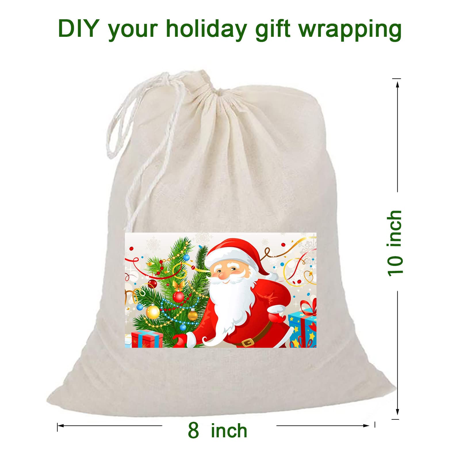 20 Pcs Unbleached Cotton Muslin Drawstring Bags - 8