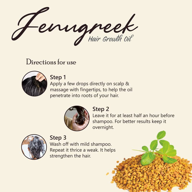 100% Pure Fenugreek Oil for Hair Growth & Skin Care (3.4oz) - Anti-Dandruff & Hair Fall Control Treatment for Men & Women - Natural Carrier Oil for Moisturizing Dry Scalp & Face - Perfect for DIY Hair Masks & Aromatherapy