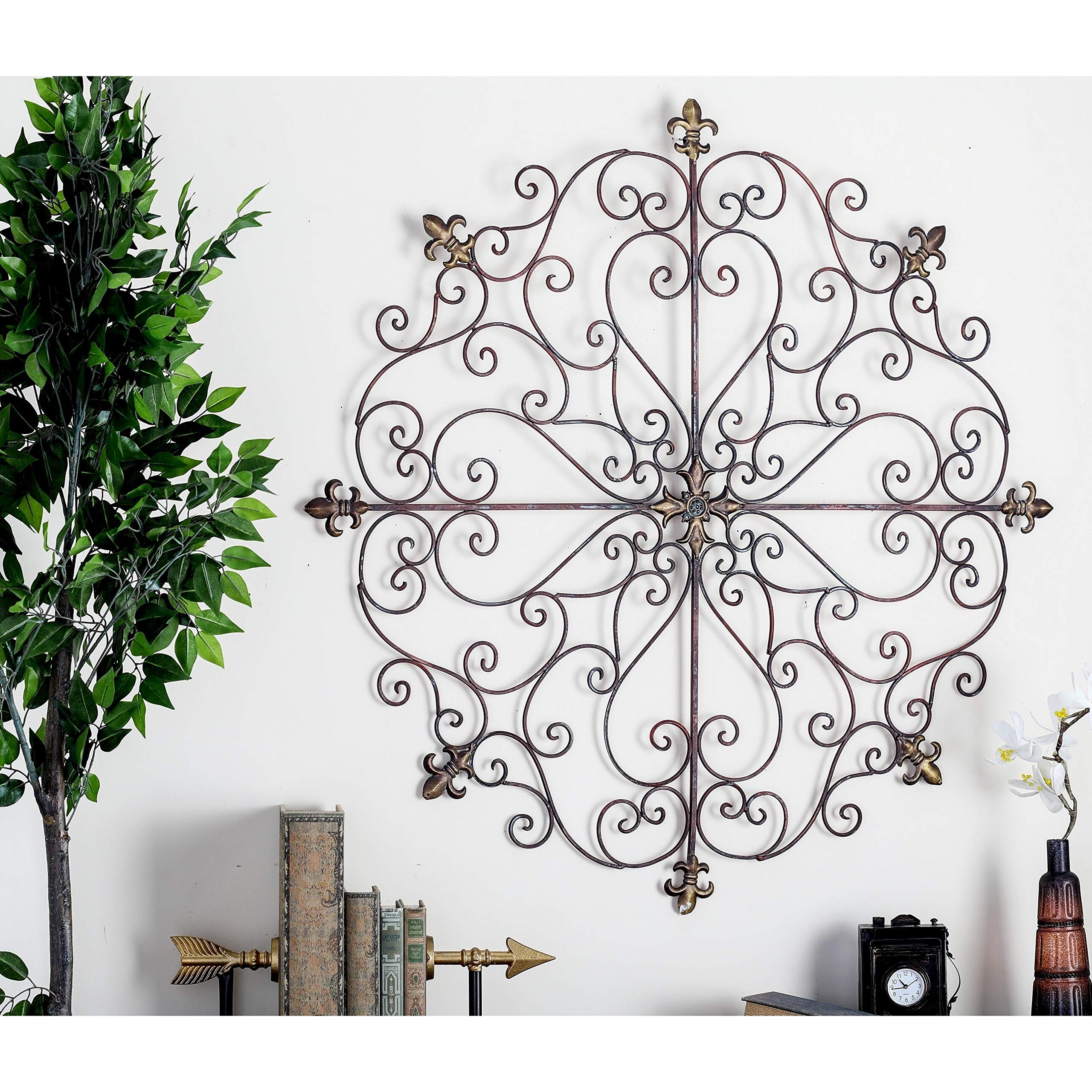 Rustic Brown Iron Wall Decor - Vintage Farmhouse Metal Art for Living Room, Bedroom, or Office