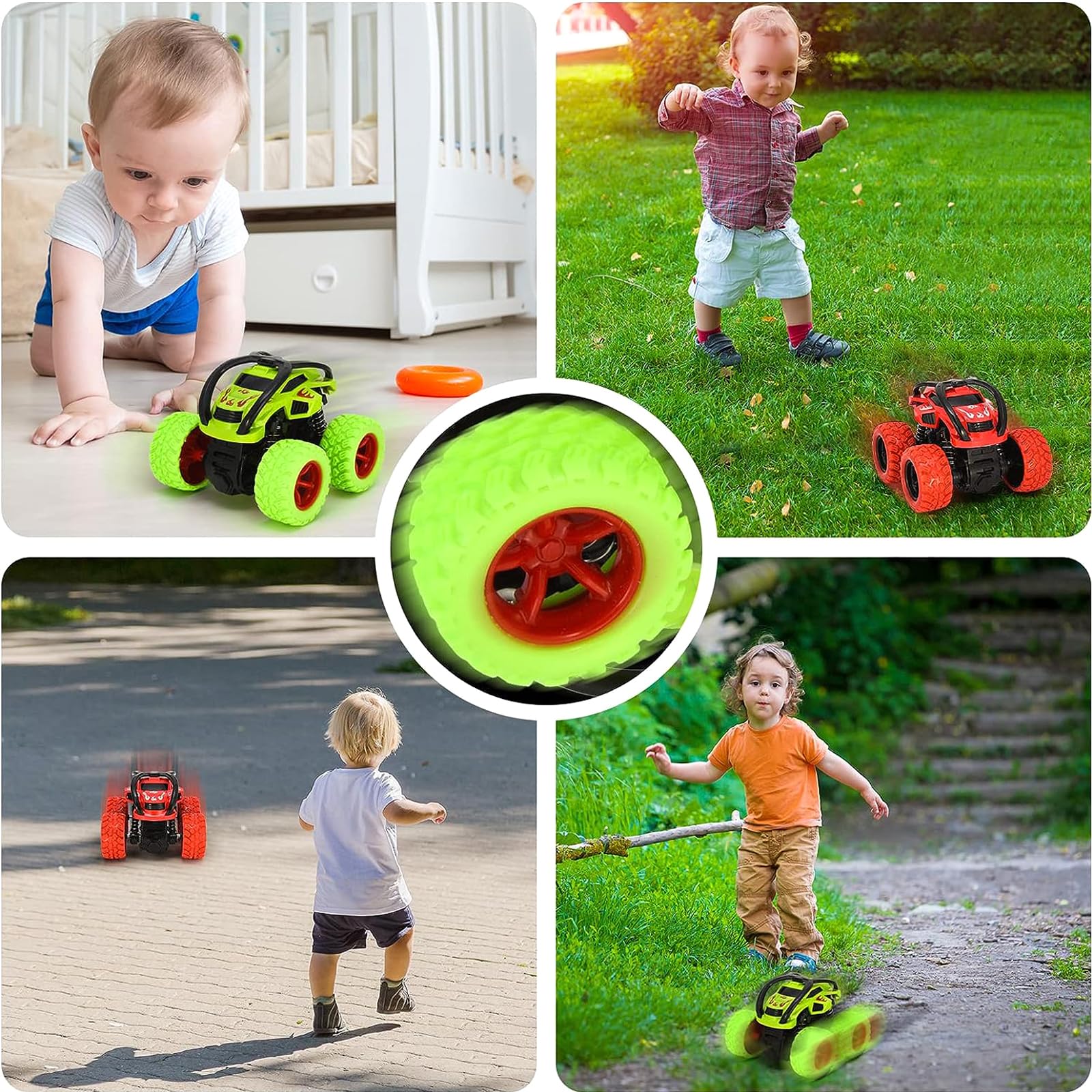 YINSHENG Pull Back Monster Trucks - 360° Rotating Car Toys for Toddlers Age 2-6 | Fun Birthday Gifts for Boys & Girls | Perfect for Indoor Play, Preschool Learning & Party Favors