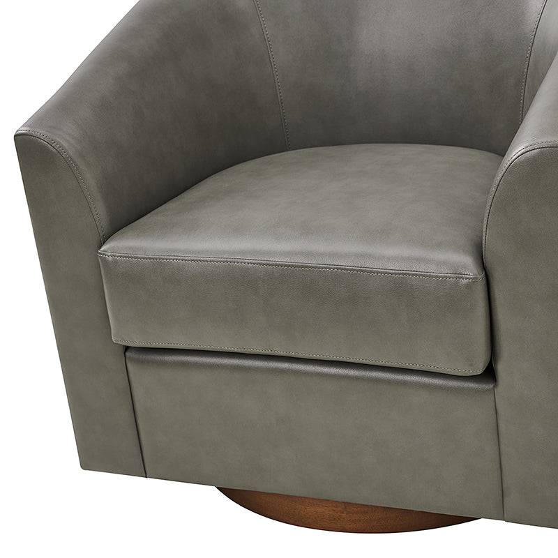 360 Degree Swivel Barrel Faux Leather Chair - Modern Accent Chair for Living Room, Office & Lounge - Comfortable PU Leather Recliner with Smooth Rotation