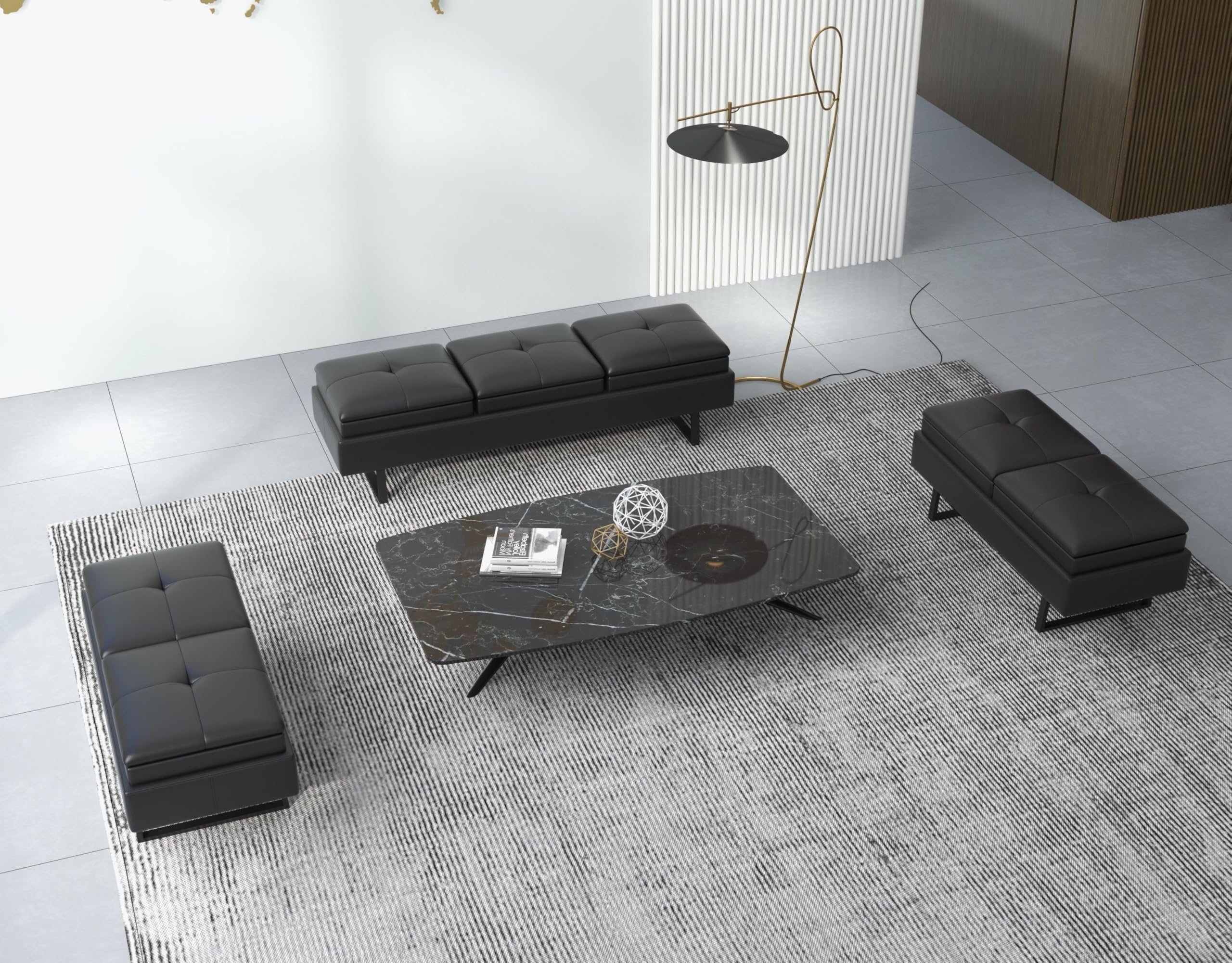 Kinsuite 3-Seat Leather Waiting Room Bench with Thickened Cushion - Modern Office Reception Furniture for Barber Shop, Nail Salon, Clinic & Hotel Lobby - Comfortable Entryway Seating Solution