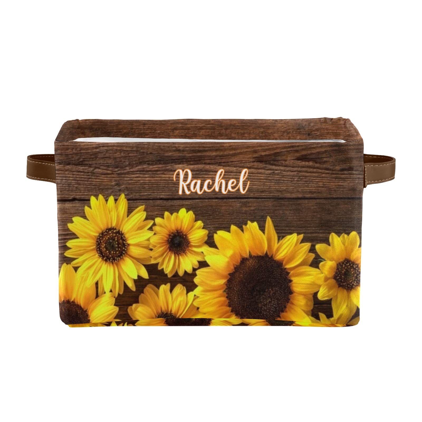 Personalized Sunflower Wooden Storage Bins with Handles - Custom Home Organizer for Nursery, Toys & Clothes (1-Pack) | Perfect for Kids' Room, Playroom & Closet Organization