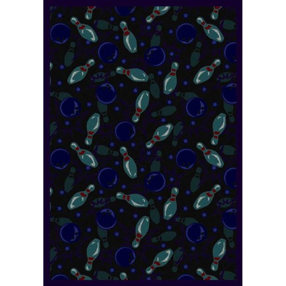 Joy Carpets Sports Fan Retro Bowl Area Rug - Cool Blue, Non-Slip Soft Carpet for Living Room, Bedroom & Game Room Decor