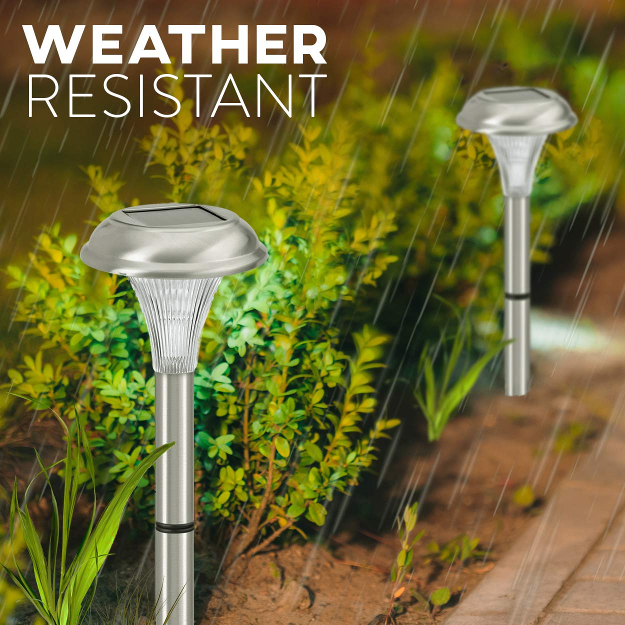 Solar Pathway Lights Outdoor - 8 Pack Super Bright LED Walkway Lights, Brushed Stainless Steel Garden Lights for Patio, Lawn, Yard & Landscape Decor (12 Inch Tall) - Perfect for Driveway, Backyard & Garden Lighting at Night