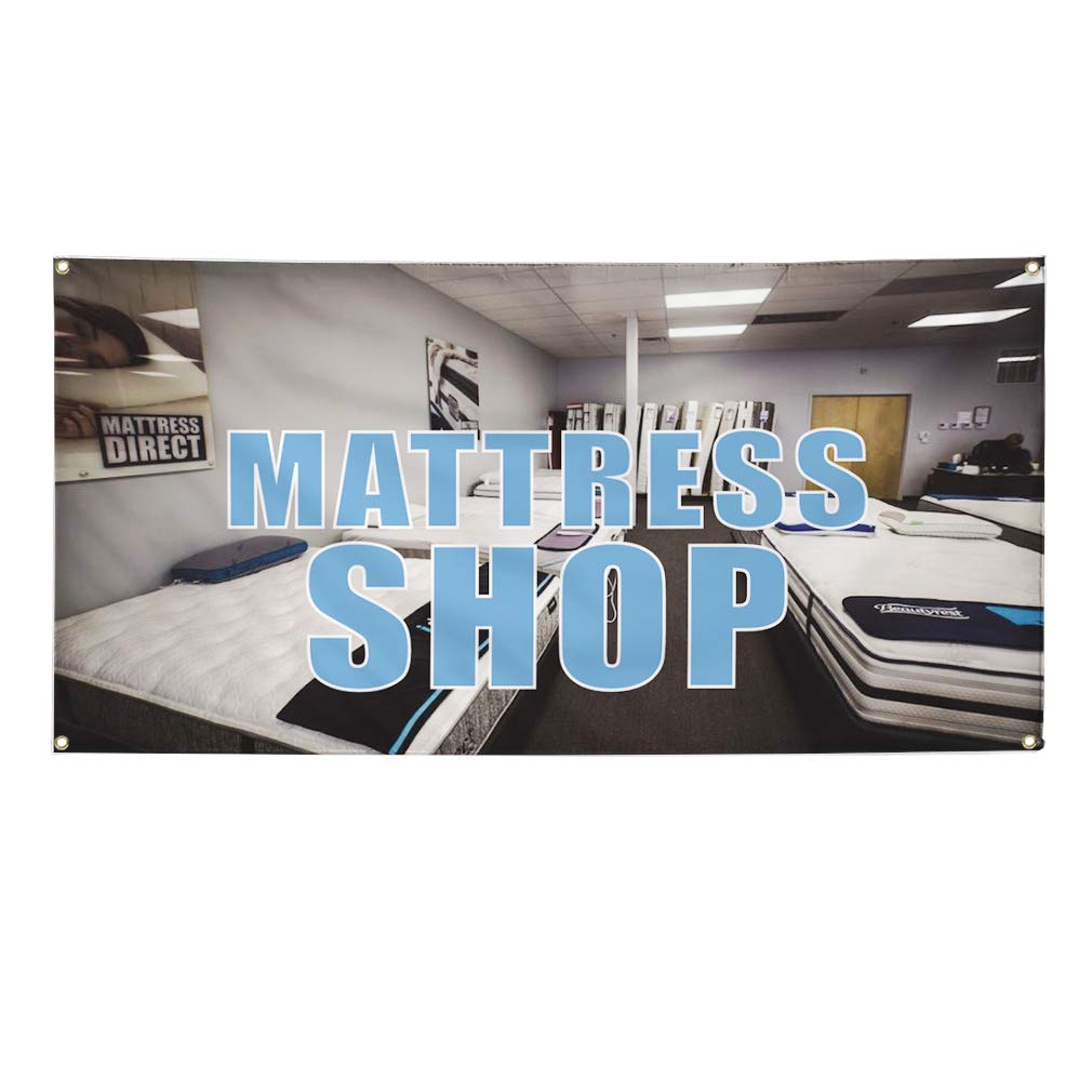 Durable 48x96 Inches Vinyl Banner for Mattress Shop - Weatherproof Outdoor Advertising Sign with 8 Grommets | Perfect for Business, Industrial Yard & Retail Storefront Displays
