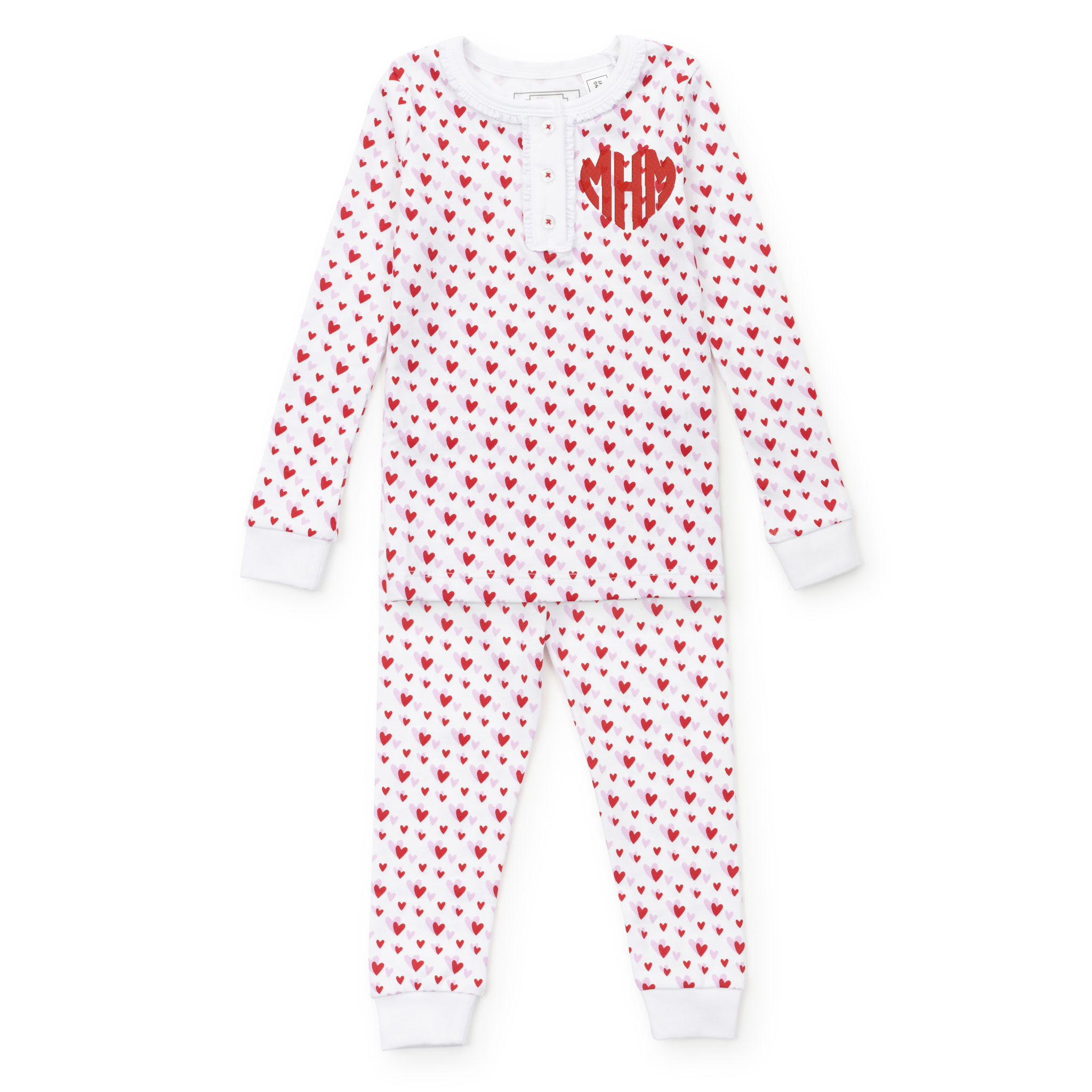 Alden Girls' Pajama Set - Soft Cotton Sleepwear with Heart Print, Pink Pajama Pants & Top for Kids - Perfect for Sleepovers, Bedtime & Cozy Nights