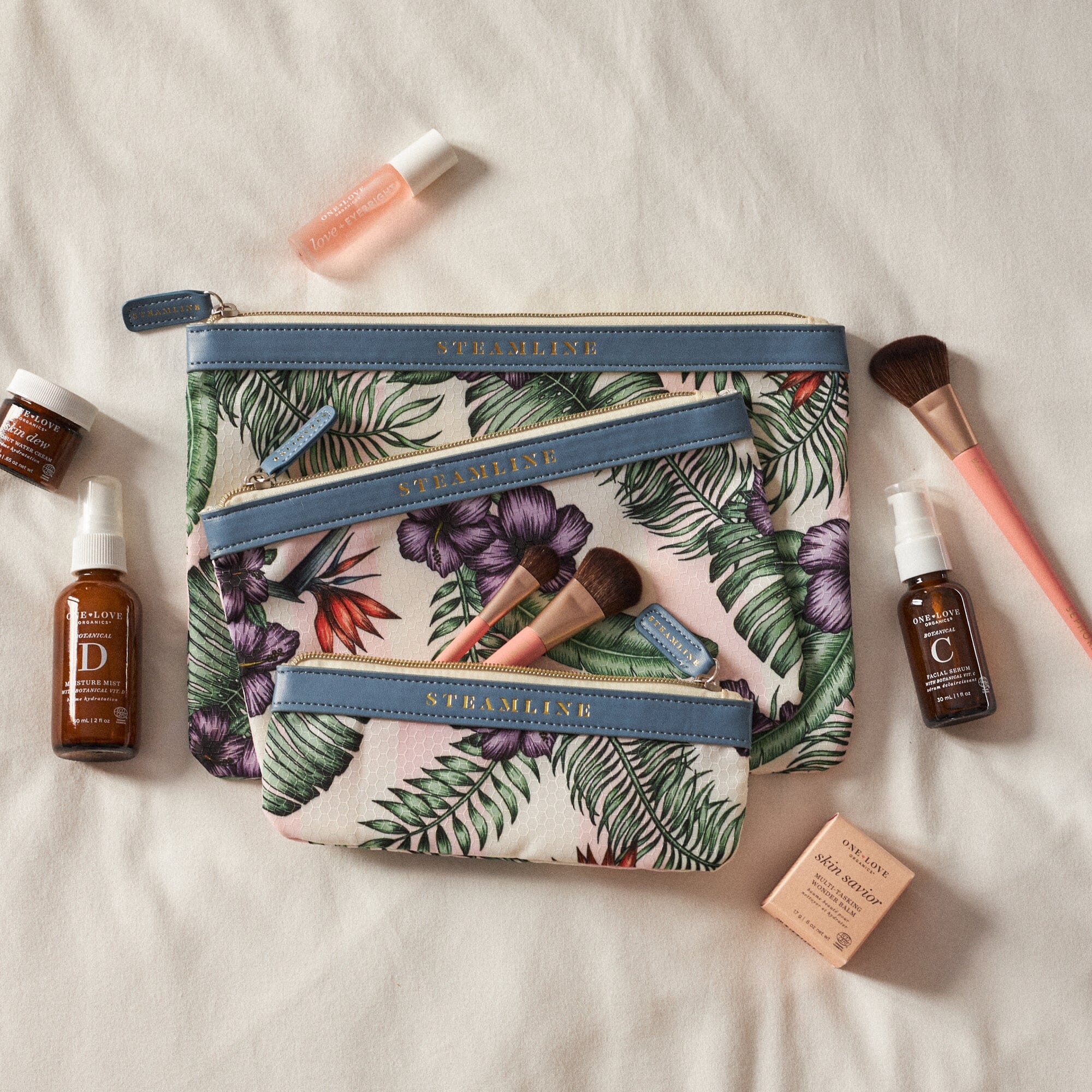 The Botanist Vegan Leather Cosmetic Case Set - Travel Makeup Organizer for Women, Waterproof & Durable Beauty Storage Bag - Perfect for Travel, Gym, and Daily Essentials