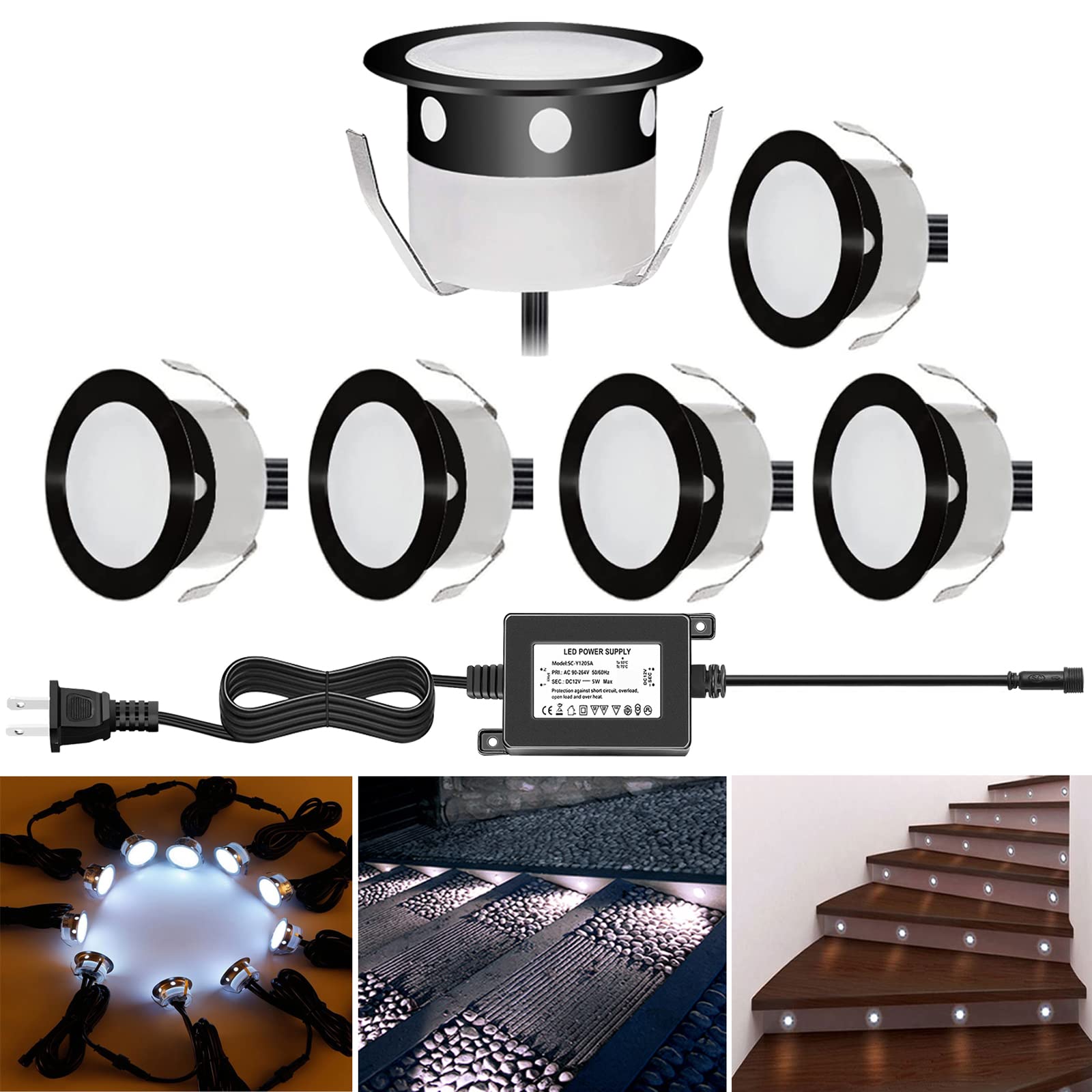 Outdoor LED Deck Lights - 6 Pack Low Voltage 0.6W Waterproof IP67 Landscape Lighting for Patio, Garden, Pathway, Stairs (Cool White) | Perfect for Evening Gatherings & Nighttime Safety
