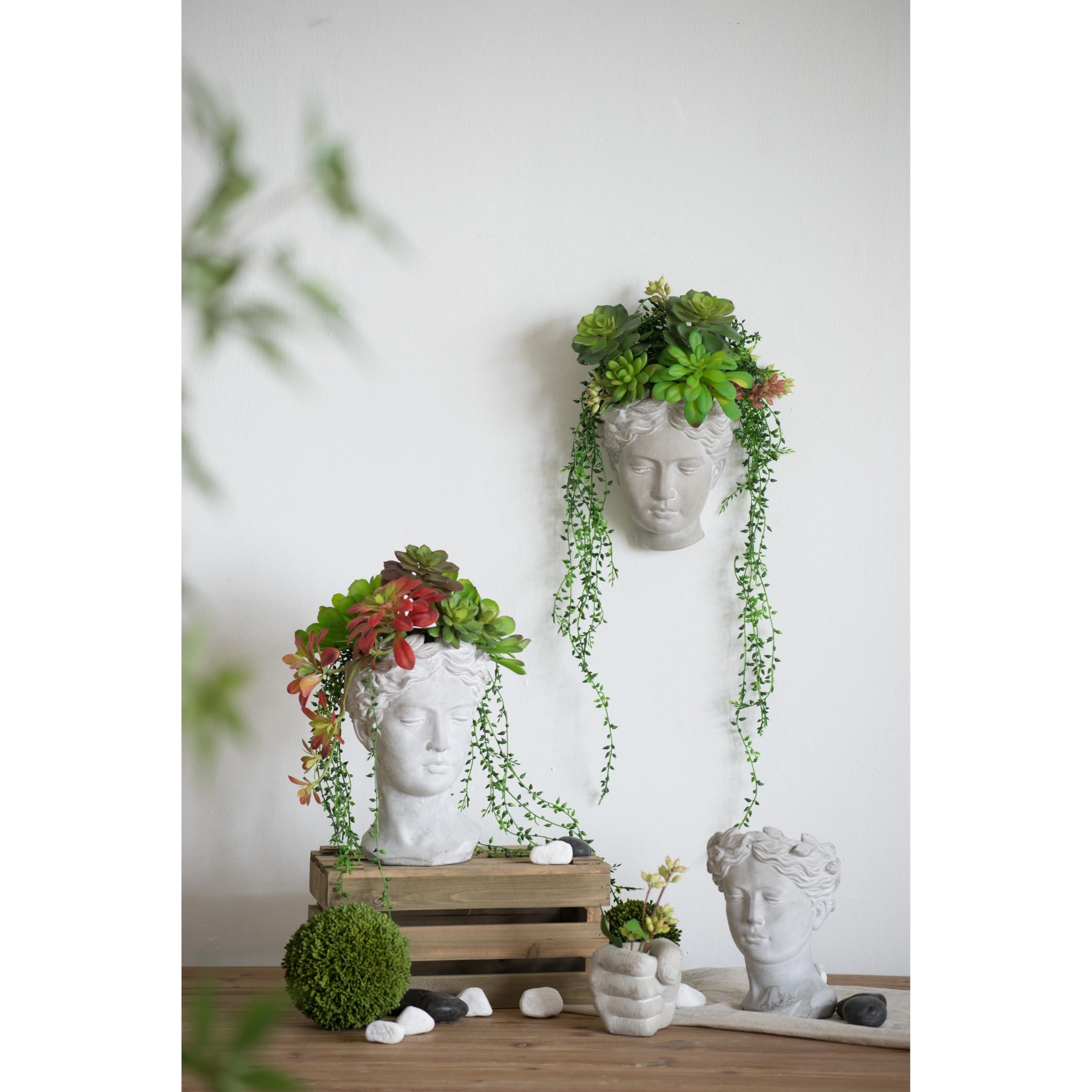 A&B Home Visage Whitewash Large Cement Vase - Modern Farmhouse Decor for Living Room, Dining Table, or Entryway Centerpiece