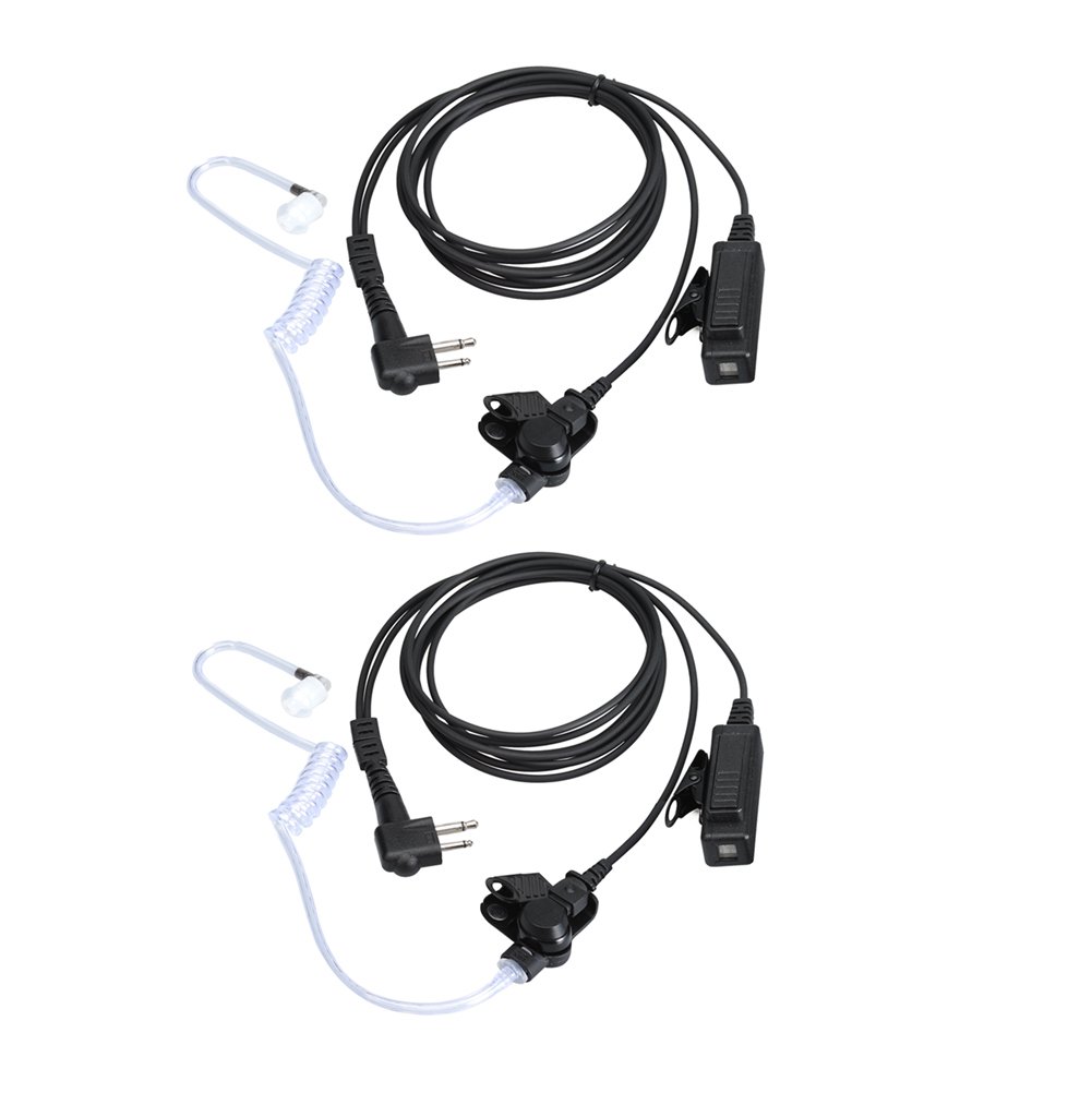 Motorola Walkie Talkie Earpiece with Mic - 2 Pin Acoustic Tube Headset for CP200 GP2000 XU1100 PRO1150 MU12 - 2 Pack - Ideal for Security, Construction & Event Staff Communication