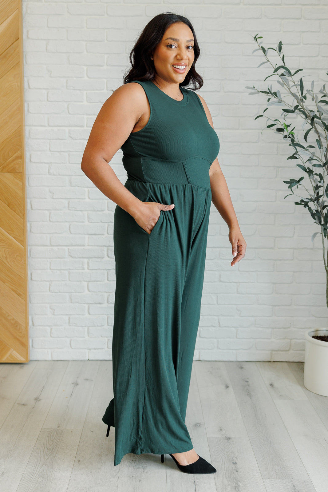 Hilary Wide Leg Jumpsuit for Women - Green Casual Romper with Pockets | Perfect for Summer Outfits, Beach Vacations & Date Nights
