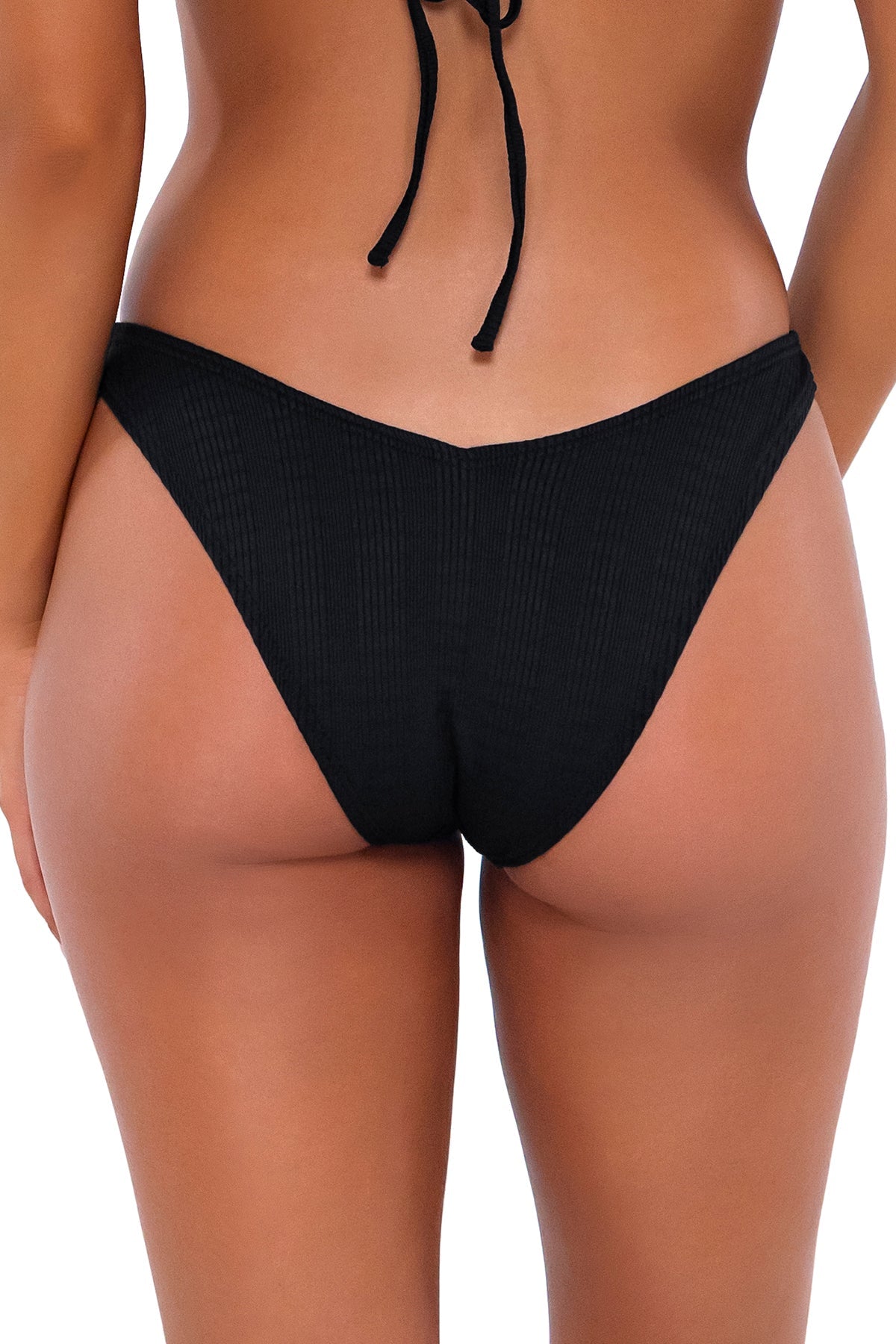 B Swim Black Baja Rib Nevaeh Bikini Bottom - High Waisted Swimwear for Women, Comfortable & Stylish Beachwear for Pool, Vacation & Summer Activities