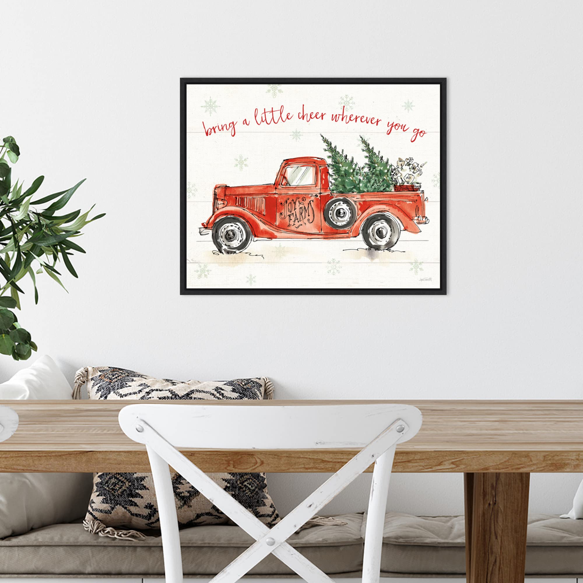 Amanti Art Framed Canvas Wall Art 16x20 - Timeless Farmhouse VIII Christmas by Anne Tavoletti - Holiday Decor, Modern Farmhouse Painting for Living Room, Bedroom, Office - Perfect for Christmas Gifts & Home Decoration
