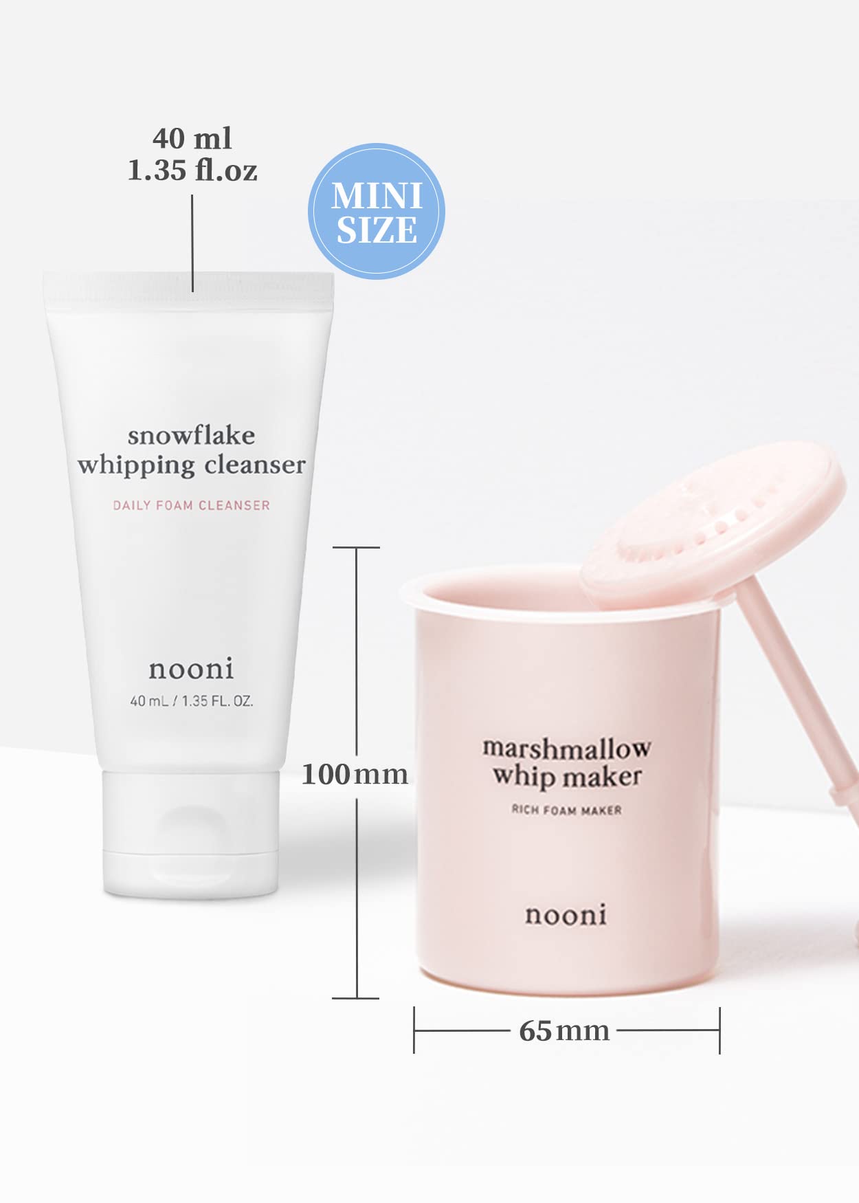NOONI 2-in-1 Marshmallow Whip Facial Cleanser & Foam Maker Kit | Gentle Deep Cleansing for All Skin Types, Removes Impurities, Rich Lather Face Wash | Perfect for Daily Skincare Routine, Travel & Gift Giving
