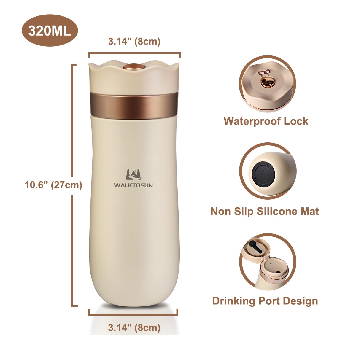 Portable French Press Coffee Maker - 12oz Stainless Steel Travel Mug for Camping & Office