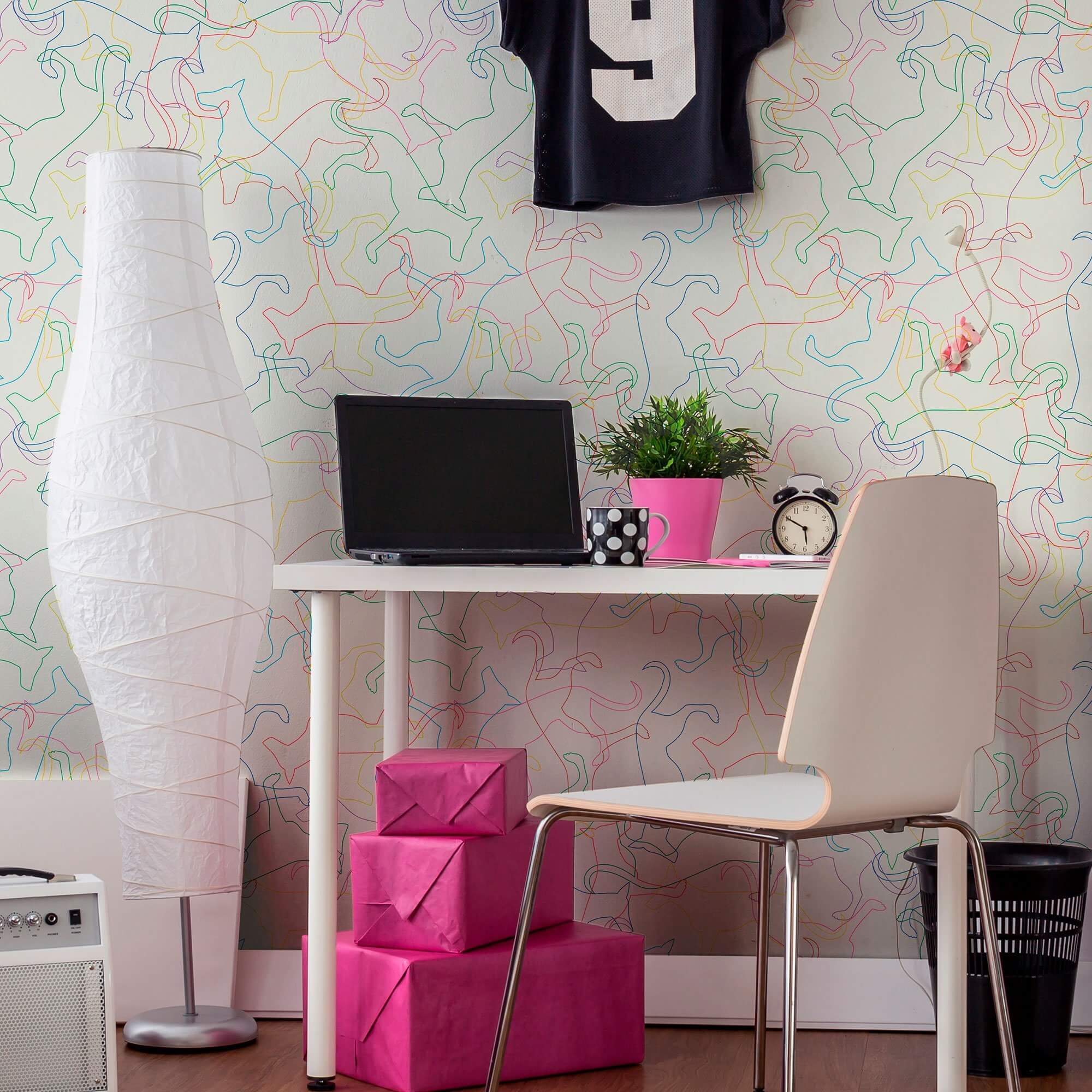 Off White Lines Animal Print Peel and Stick Removable Wallpaper - Self-Adhesive Decorative Wall Covering for Bedroom, Nursery, Living Room & Office Decor