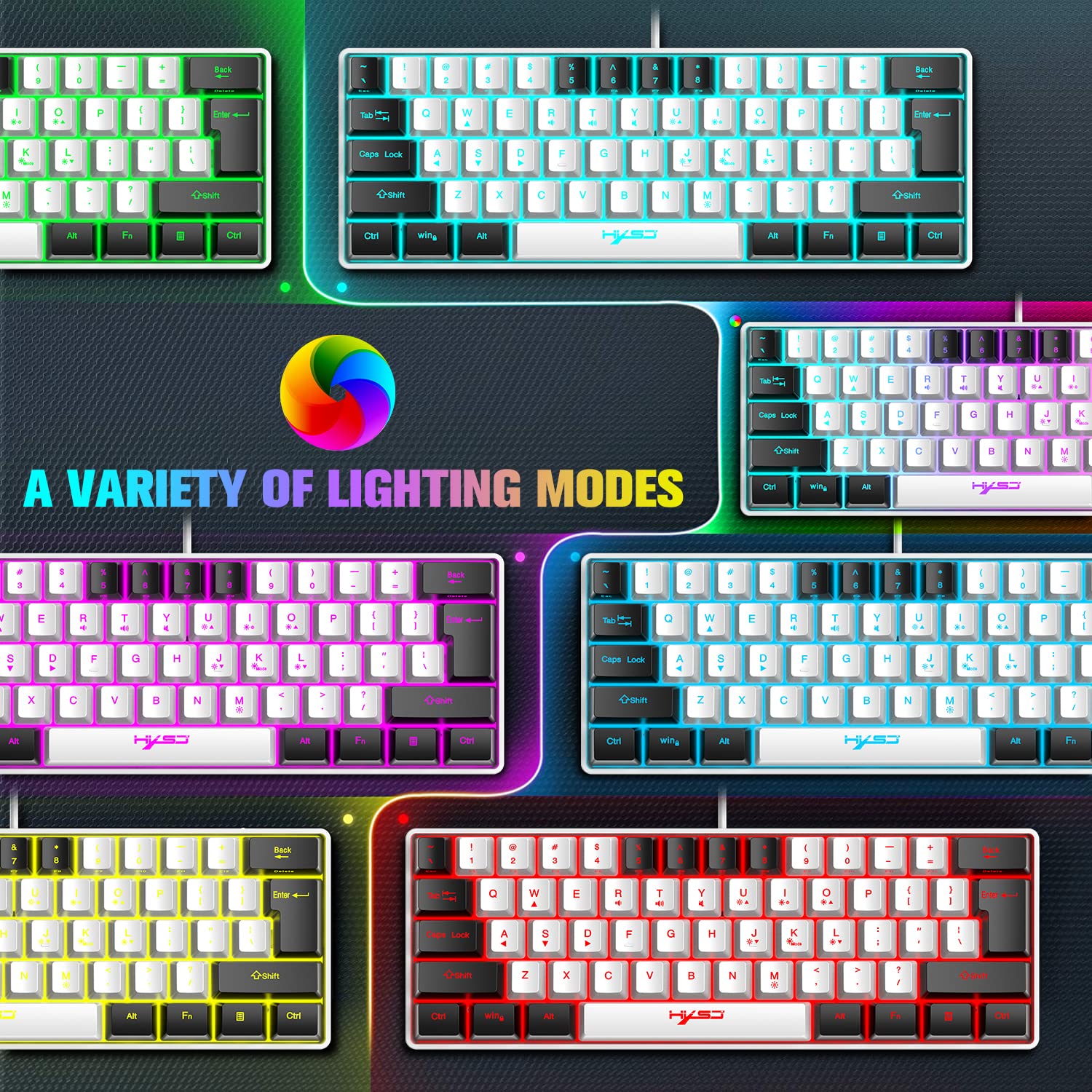 60% Mechanical Feel Gaming Keyboard and Mouse Combo with RGB Backlit, Wired USB for PC, Mac, PS4 - Includes Mouse Pad (White) - Perfect for Competitive Gaming, Office Work, and Home Entertainment