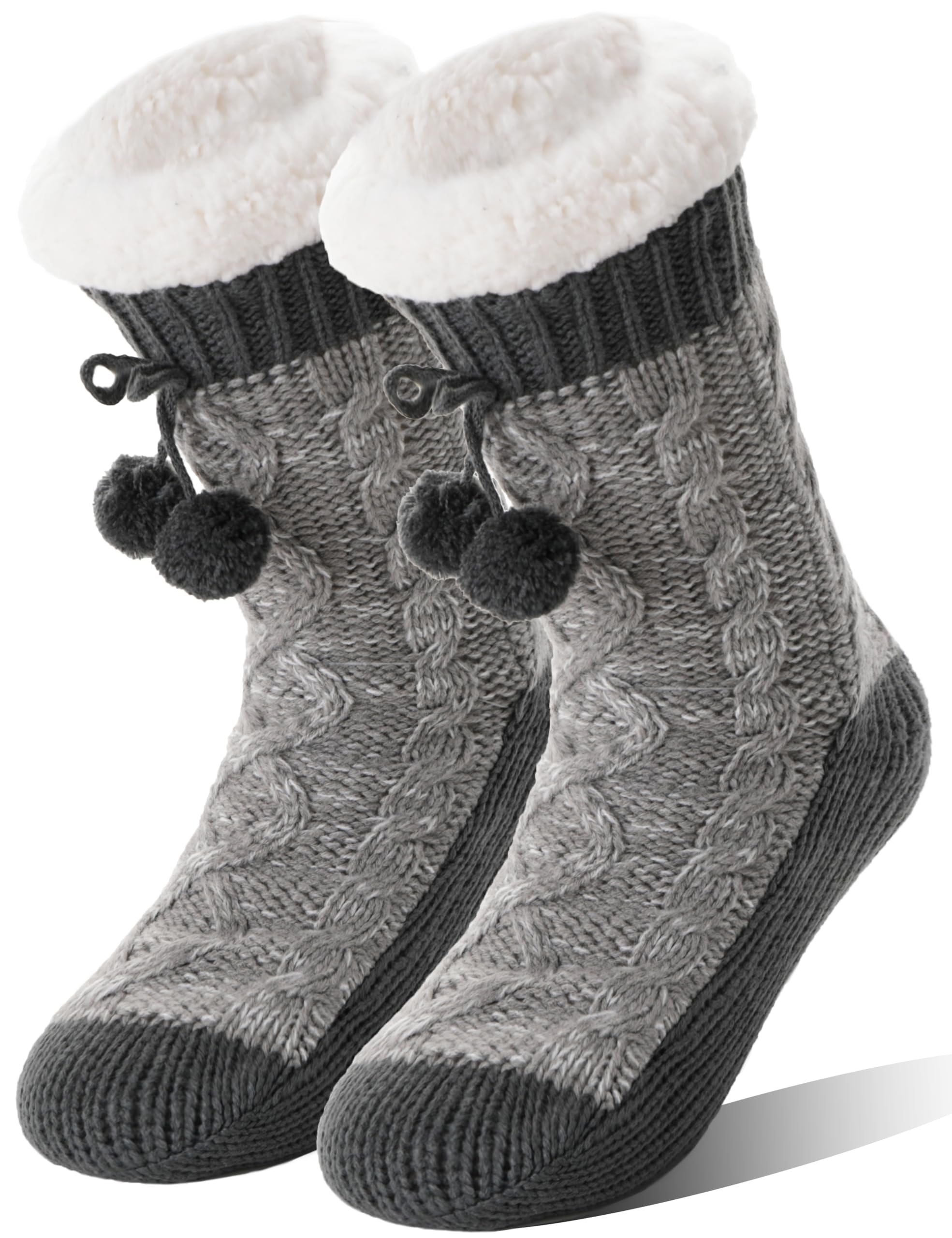 Women's Fuzzy Non-Slip Winter Slipper Socks - Warm Fleece for Home & Travel